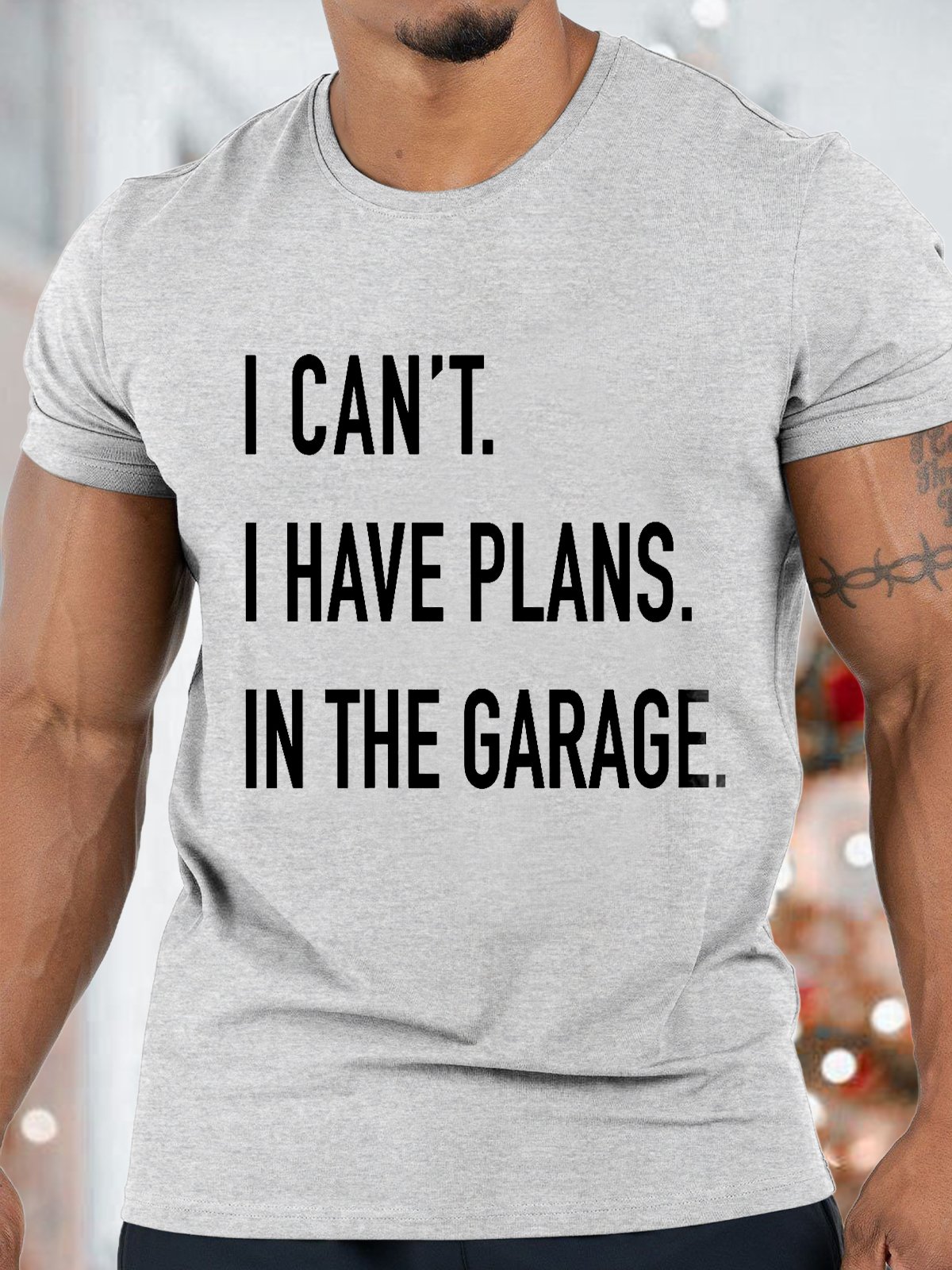 Men's I Can't I Have Plans In The Garage Funny Valentine's Day Graphics Print Casual Text Letters T-Shirt