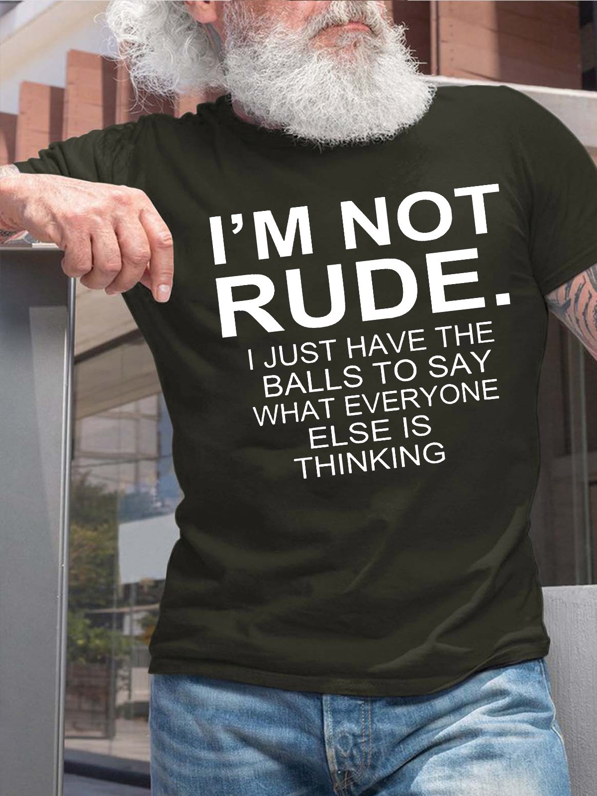 Men's I Am Not Rude I Just Have The Balls To Say What Everyone Else Is Thinking Funny Graphics Print Casual Loose Cotton Text Letters T-Shirt