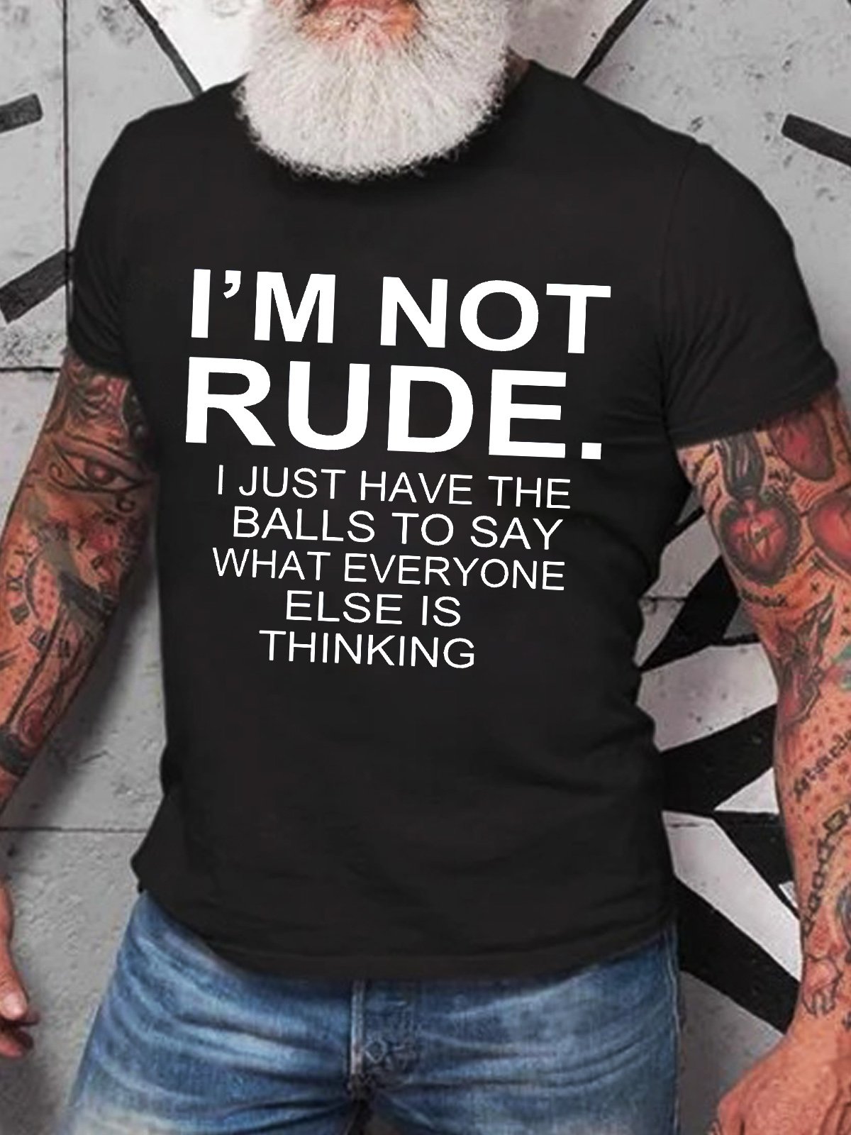 Men's I Am Not Rude I Just Have The Balls To Say What Everyone Else Is Thinking Funny Graphics Print Casual Loose Cotton Text Letters T-Shirt