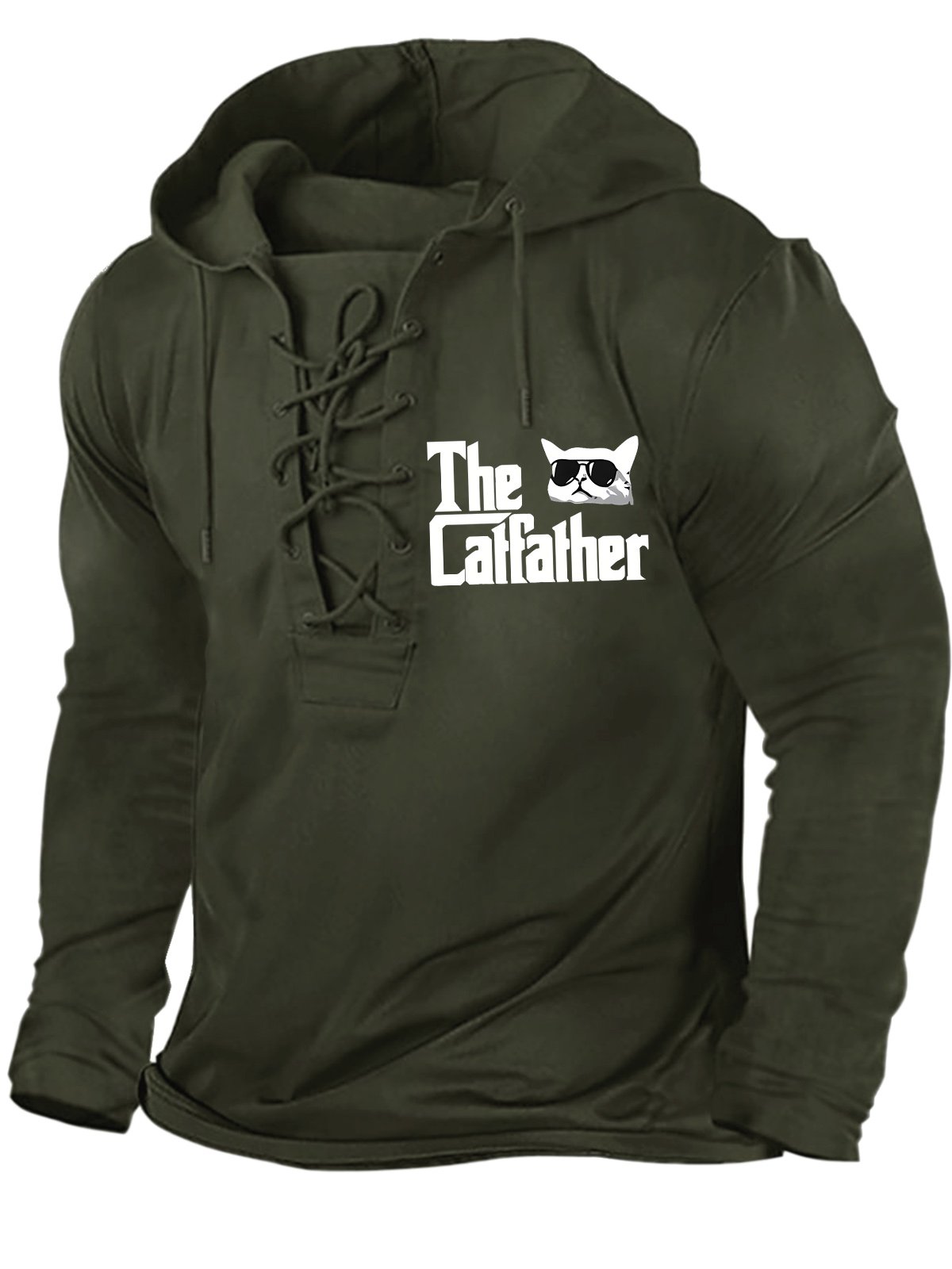 Men's The Cat Father Funny Graphics Print Regular Fit Hoodie Text Letters Casual Sweatshirt