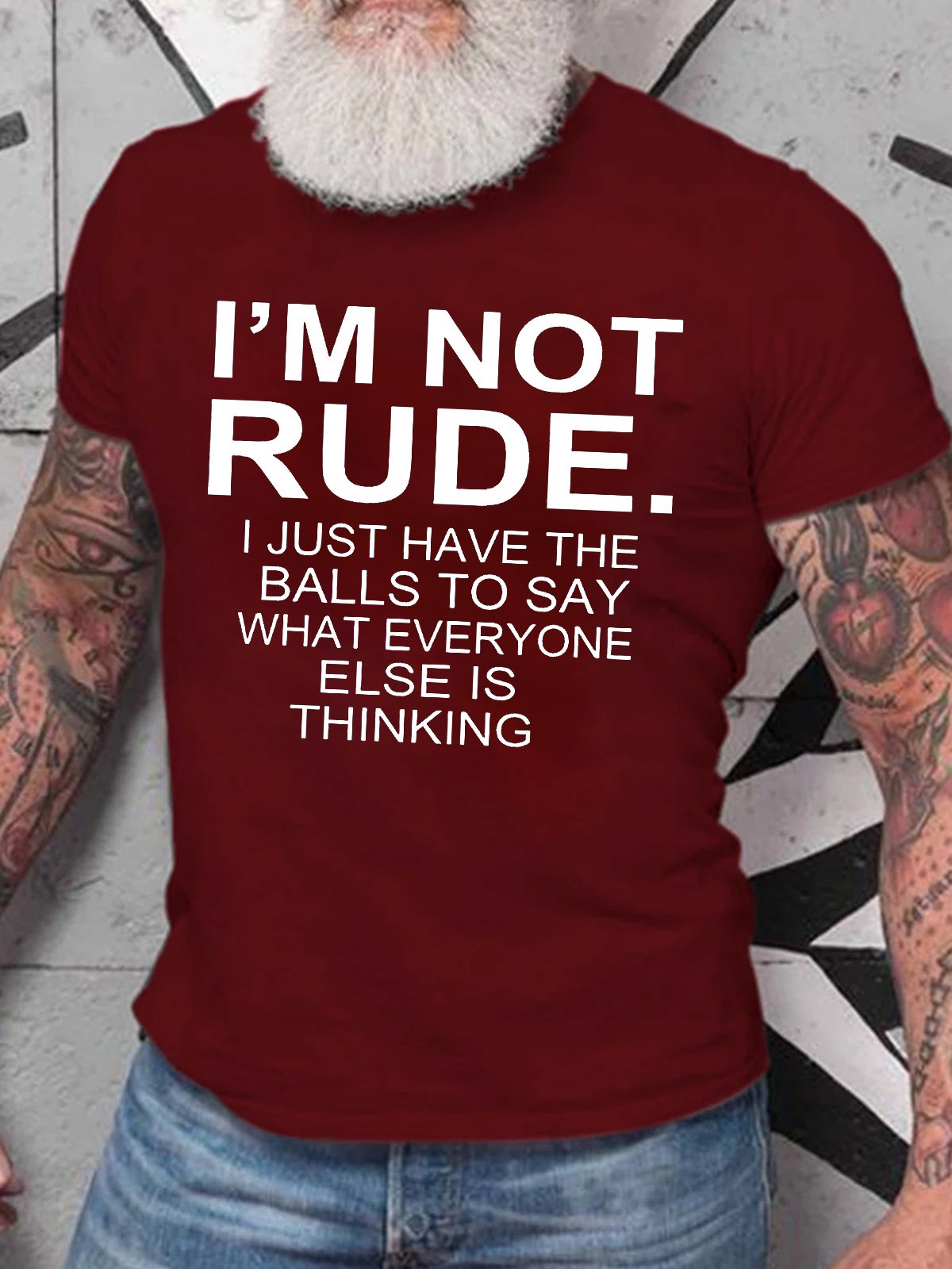 Men's I Am Not Rude I Just Have The Balls To Say What Everyone Else Is Thinking Funny Graphics Print Casual Loose Cotton Text Letters T-Shirt