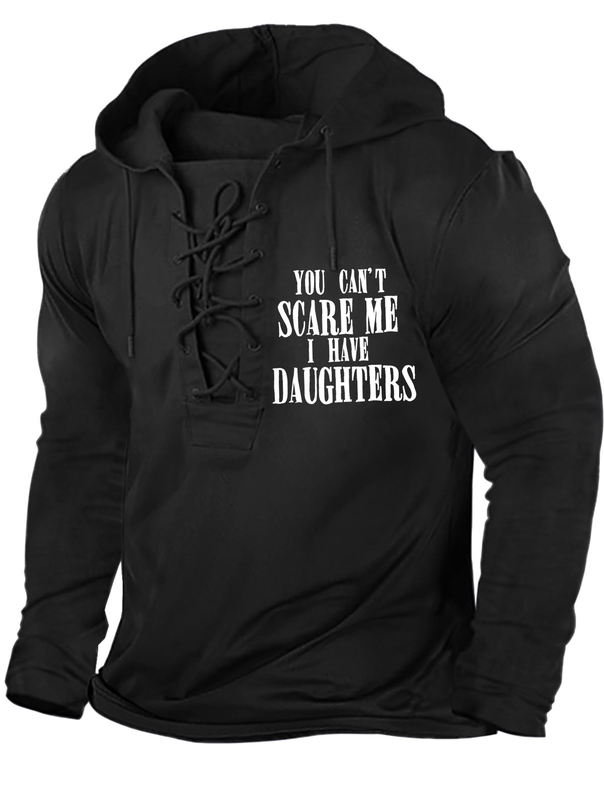 Men's You Can't Scare Me I Have Daughters Funny Graphic Print Text Letters Casual Regular Fit Hoodie Sweatshirt