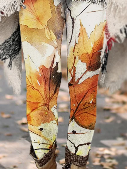 Women's Fall Maple Leaf Plants Simple Leggings