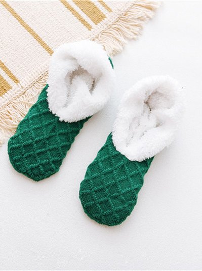 Woolen Twist Pattern Coral Fleece Socks Floor Socks Autumn Winter Warm Accessories