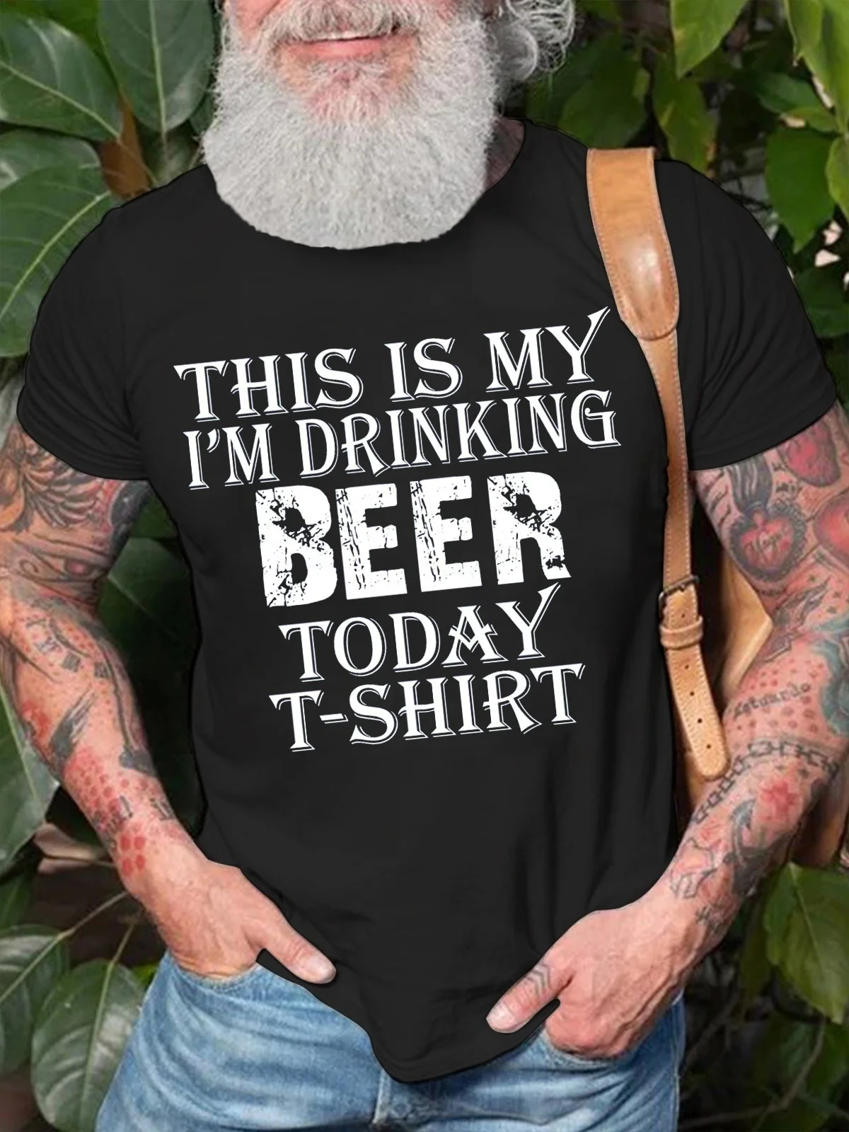 Men's This Is My I Am Drinking Beer Today T Shirt Funny Graphic Print Text Letters Casual Loose Cotton T-Shirt