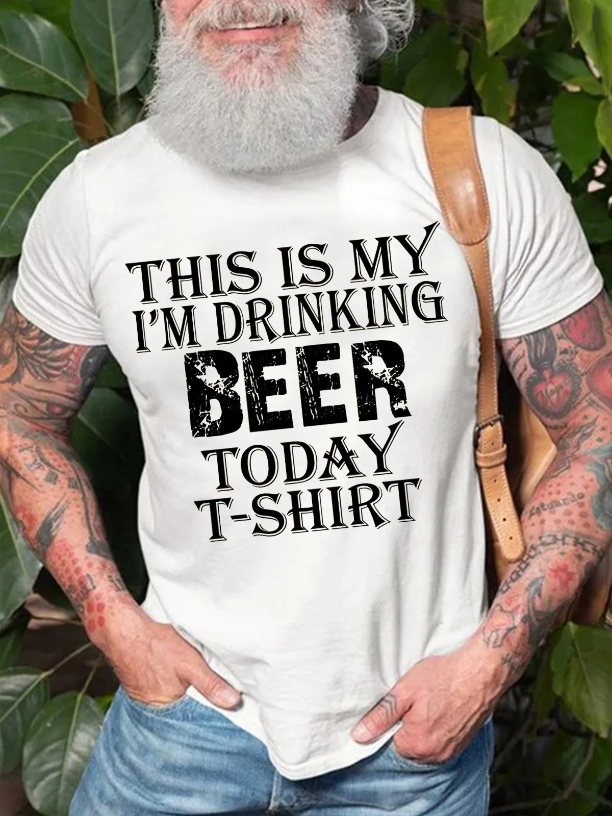 Men's This Is My I Am Drinking Beer Today T Shirt Funny Graphic Print Text Letters Casual Loose Cotton T-Shirt