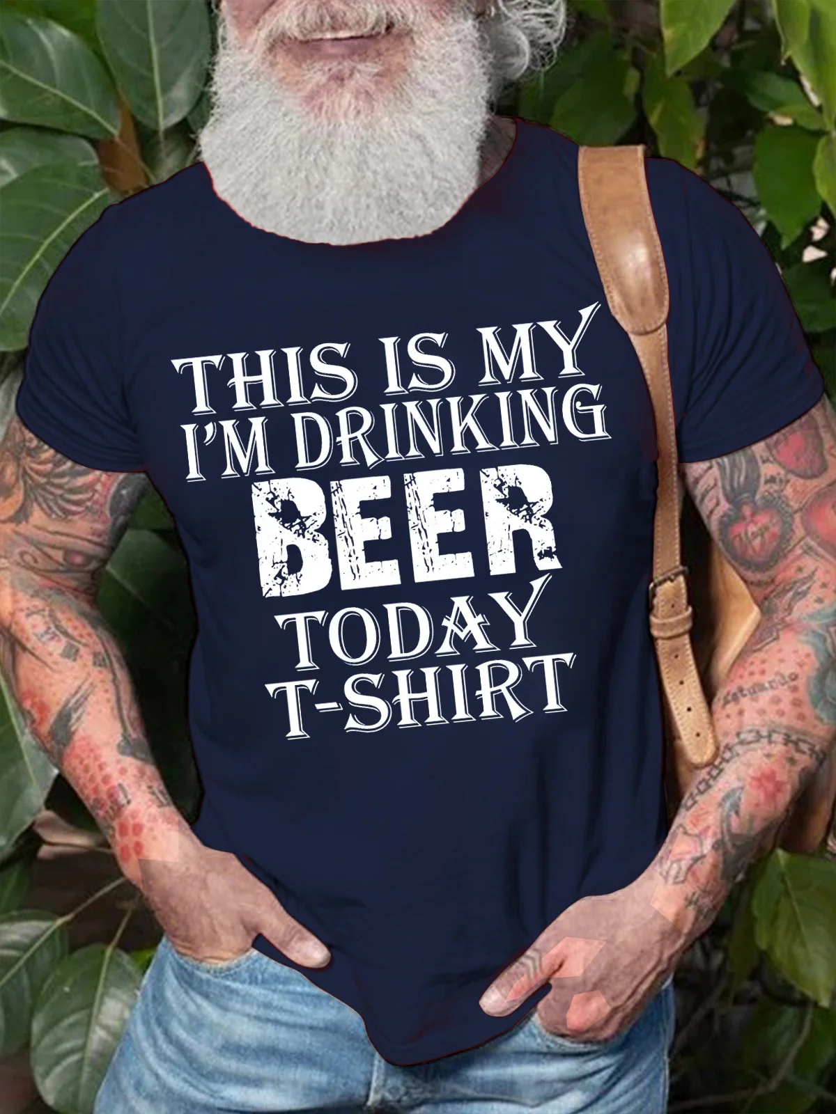 Men's This Is My I Am Drinking Beer Today T Shirt Funny Graphic Print Text Letters Casual Loose Cotton T-Shirt