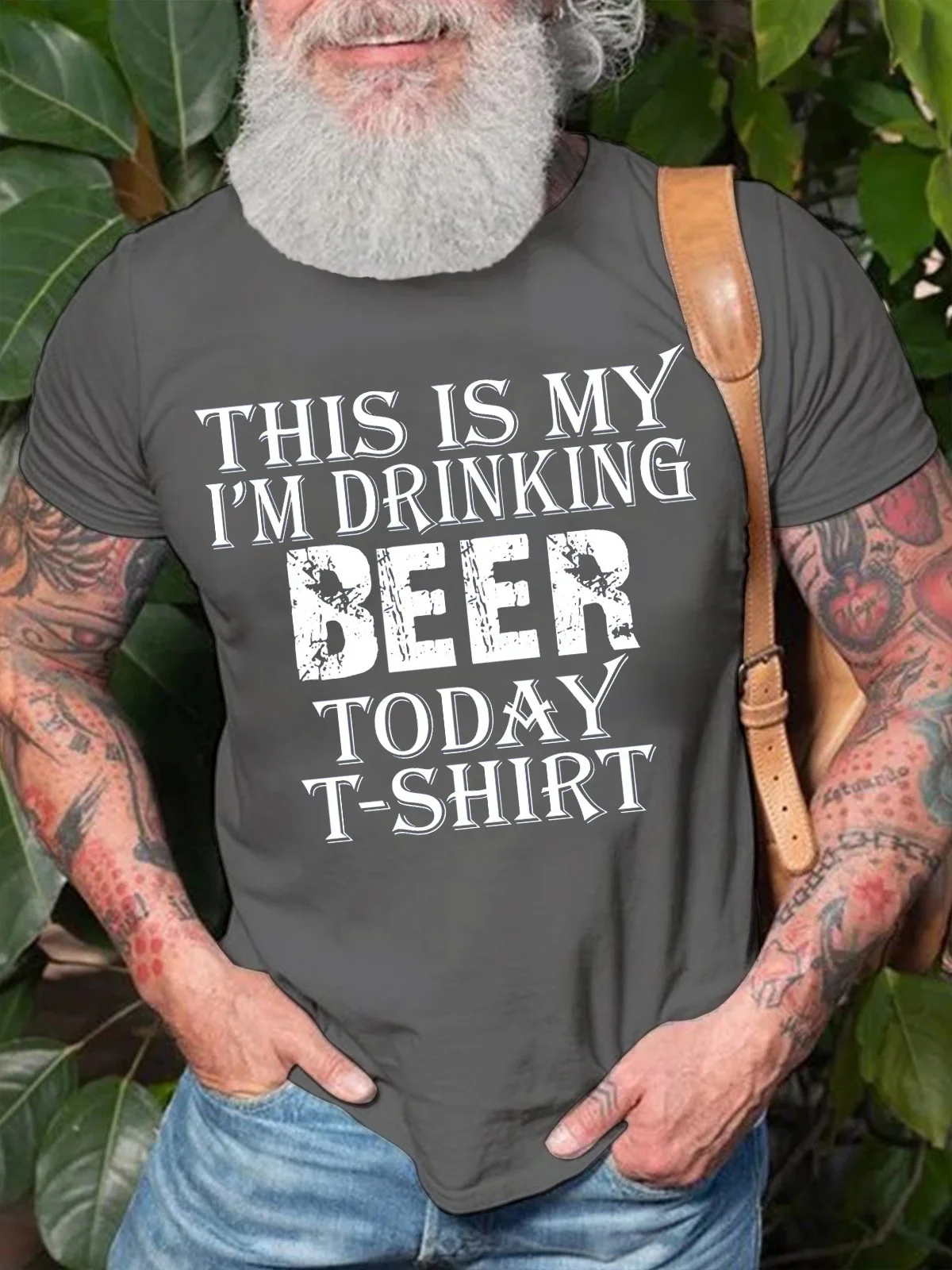 Men's This Is My I Am Drinking Beer Today T Shirt Funny Graphic Print Text Letters Casual Loose Cotton T-Shirt