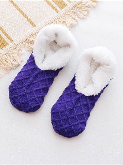 Woolen Twist Pattern Coral Fleece Socks Floor Socks Autumn Winter Warm Accessories