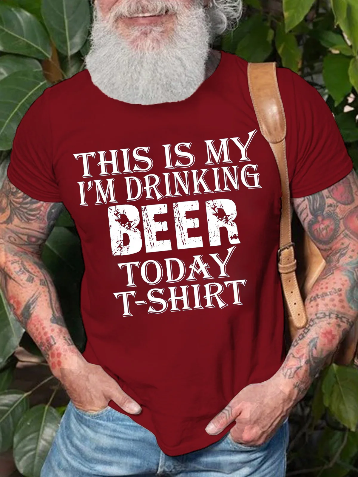 Men's This Is My I Am Drinking Beer Today T Shirt Funny Graphic Print Text Letters Casual Loose Cotton T-Shirt