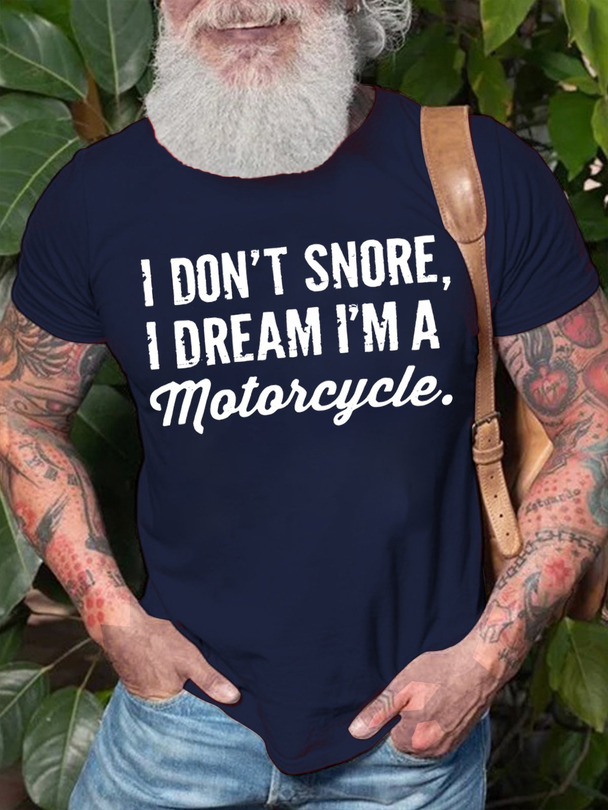 Men's I Do Not Snore I Dream I Am Motorcycle Funny Graphic Print Cotton Text Letters Casual T-Shirt