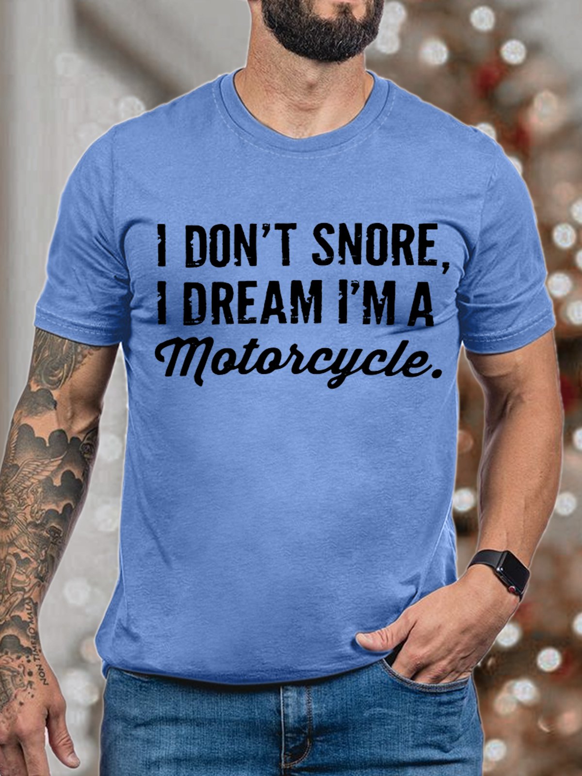 Men's I Do Not Snore I Dream I Am Motorcycle Funny Graphic Print Cotton Text Letters Casual T-Shirt