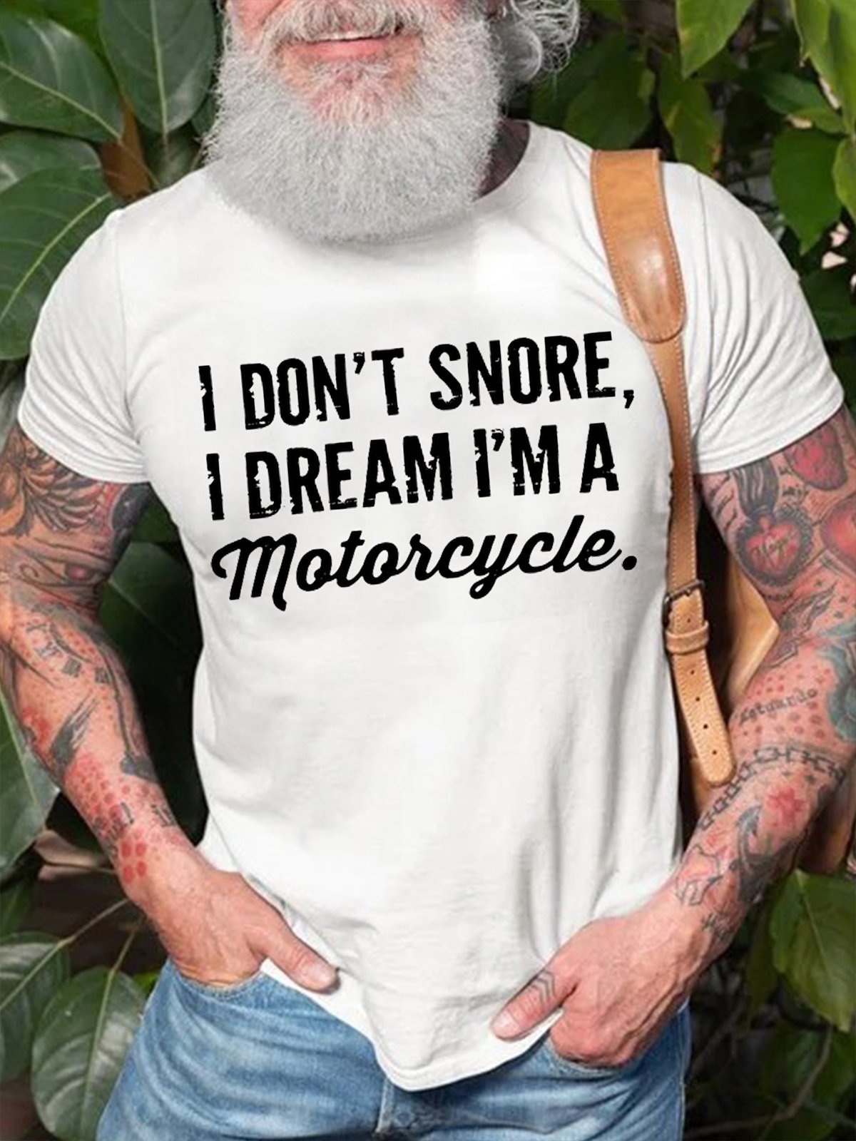 Men's I Do Not Snore I Dream I Am Motorcycle Funny Graphic Print Cotton Text Letters Casual T-Shirt