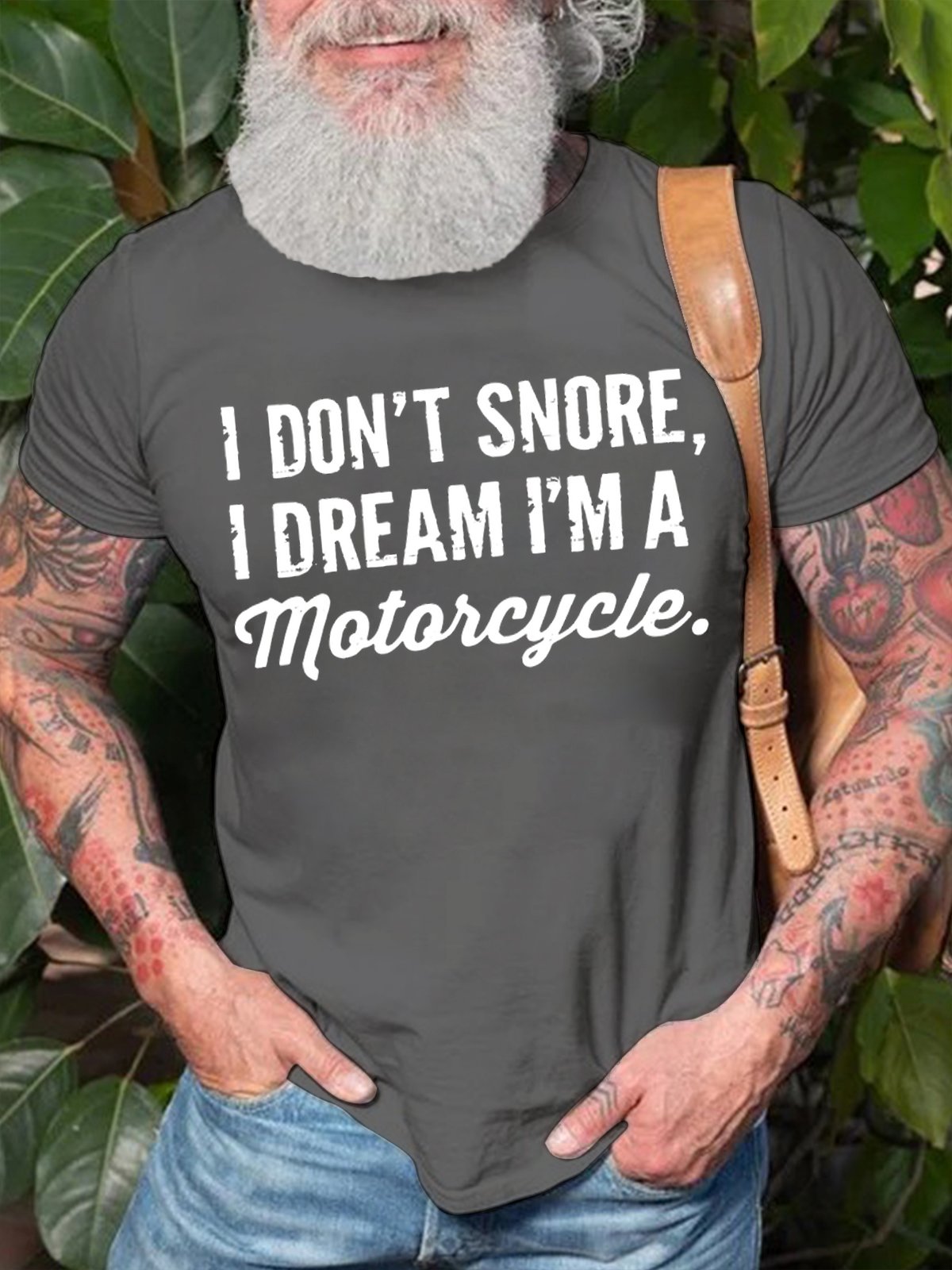 Men's I Do Not Snore I Dream I Am Motorcycle Funny Graphic Print Cotton Text Letters Casual T-Shirt