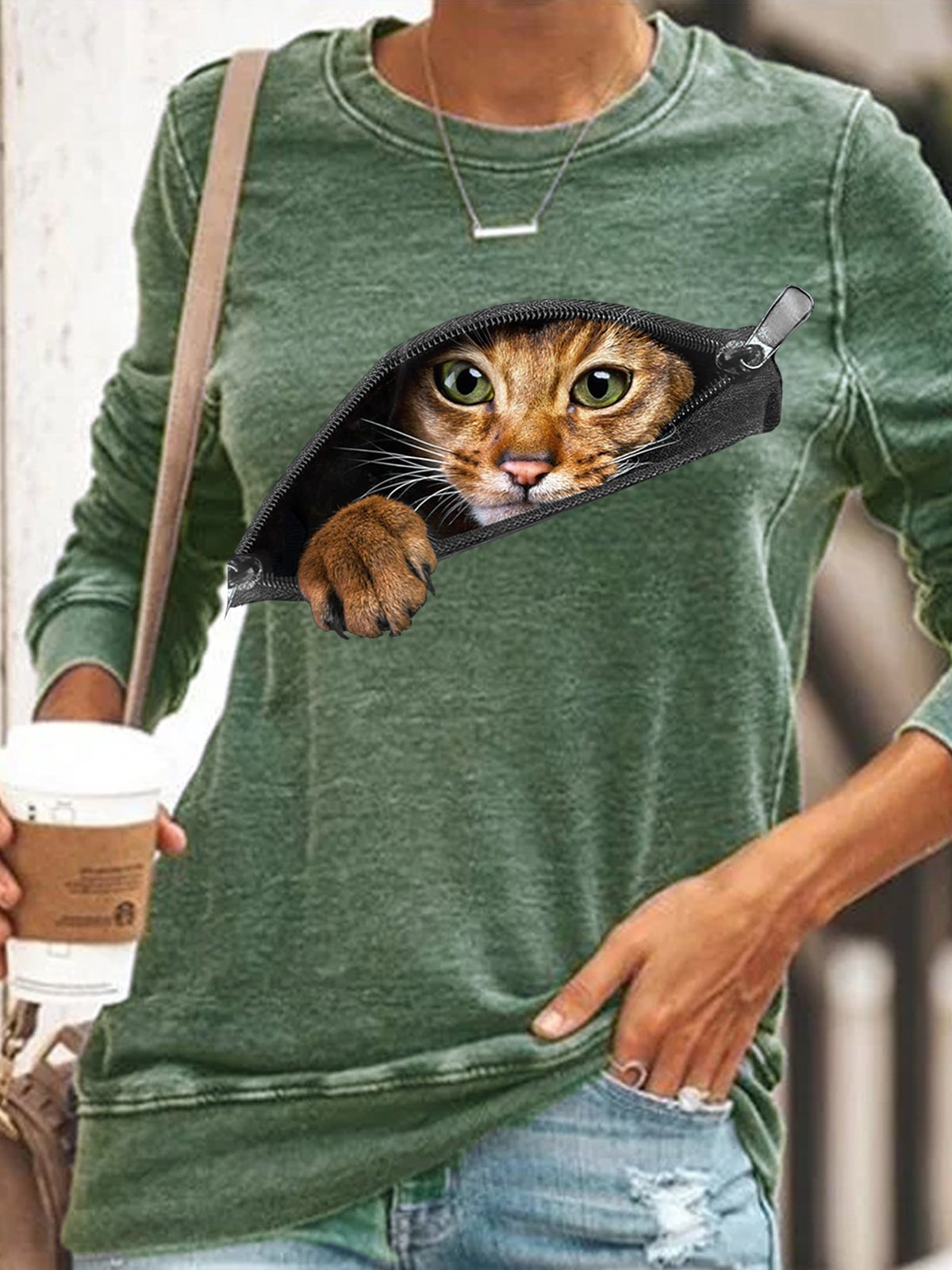 Women's Funny Cat Casual Sweatshirt