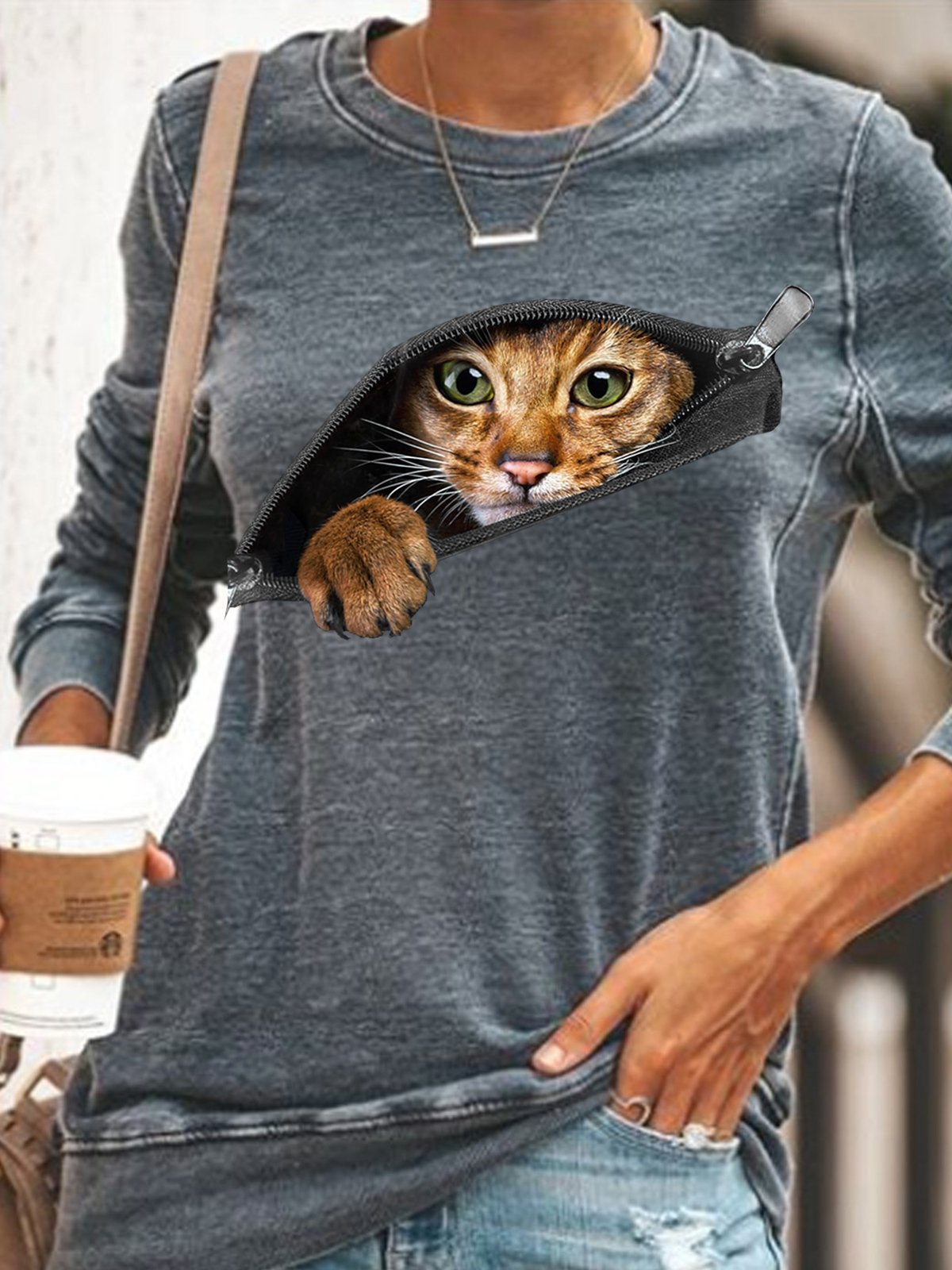 Women's Funny Cat Casual Sweatshirt