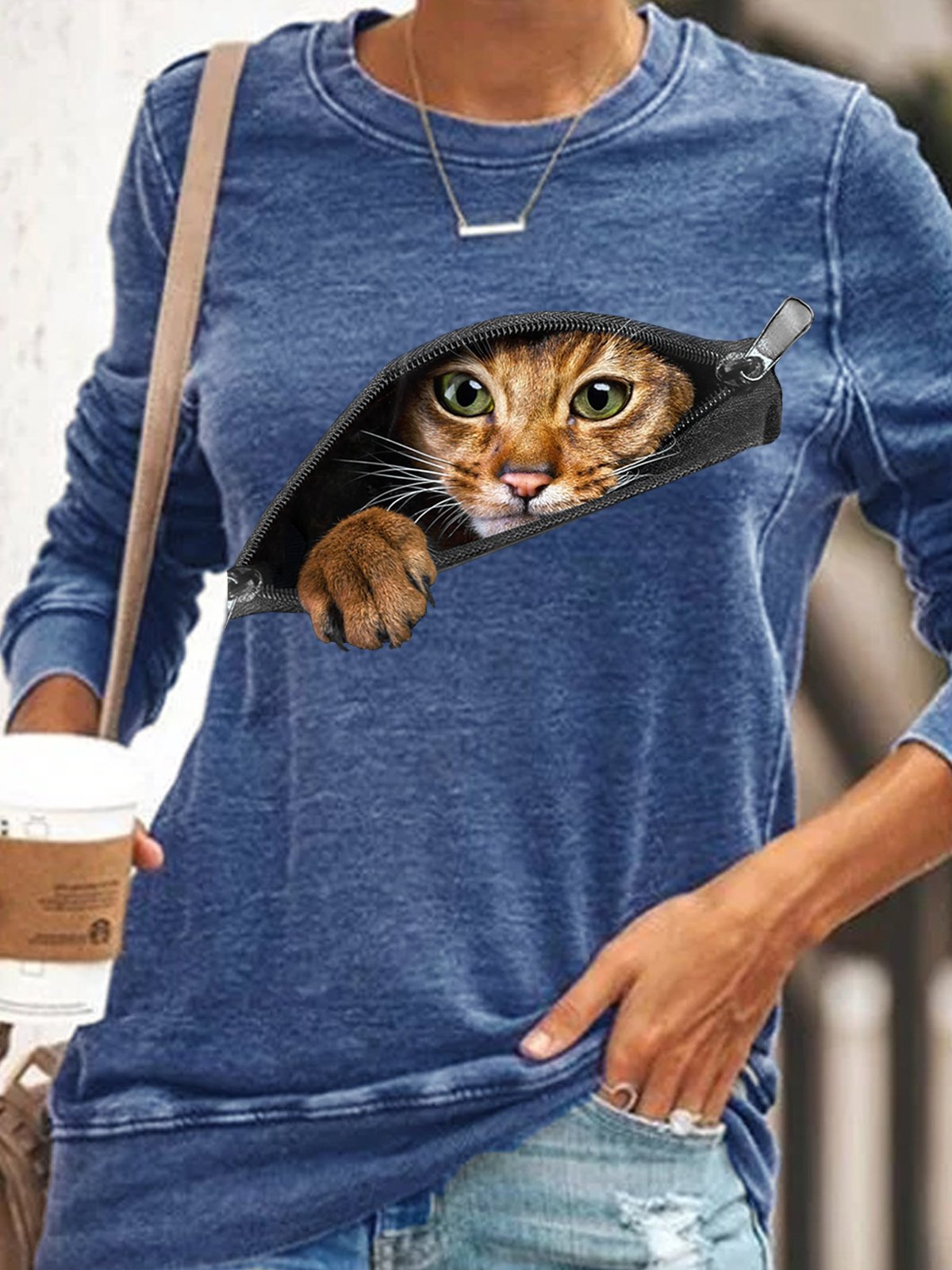 Women's Funny Cat Casual Sweatshirt