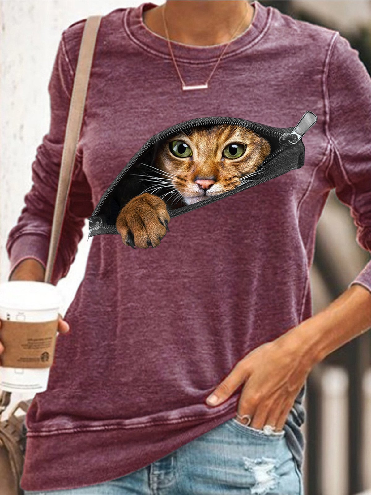 Women's Funny Cat Casual Sweatshirt