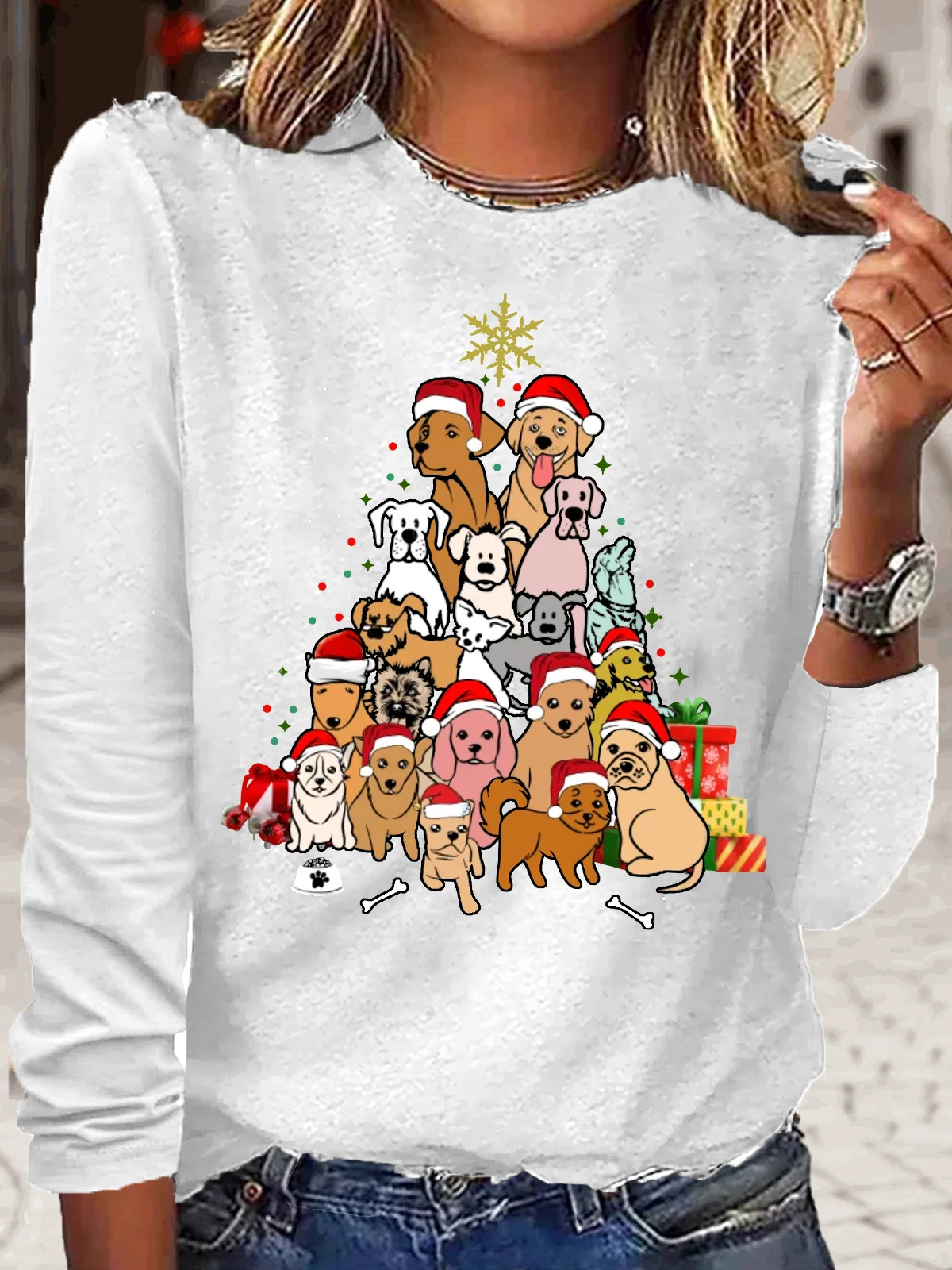 Women's Christmas Dog Tree Casual Top