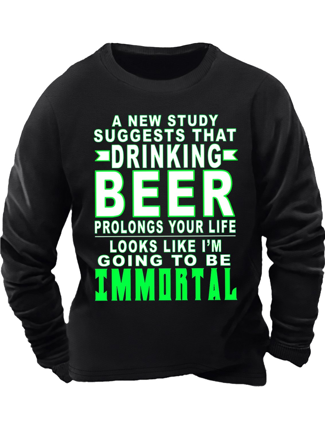 Men's Drinking Beer Going To Be Immortal Funny Graphic Print Crew Neck Text Letters Casual Sweatshirt