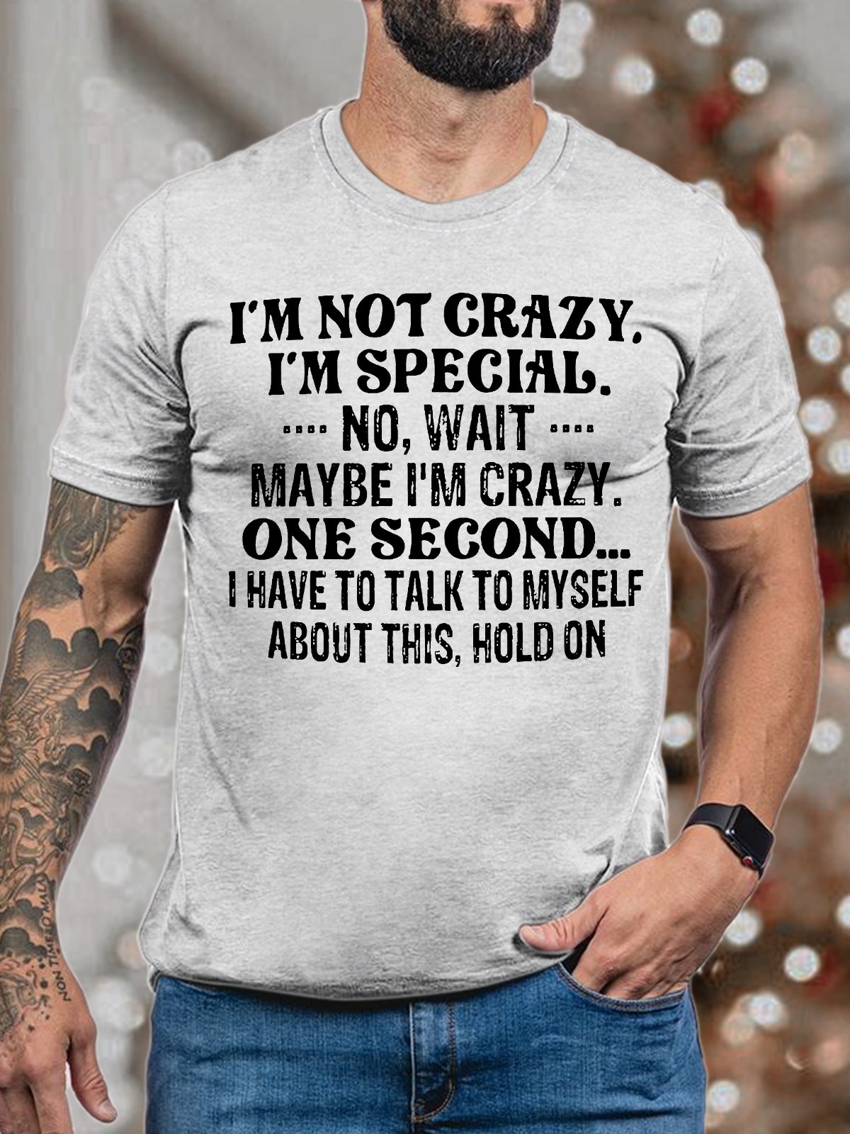 Men's I Am Not Crazy I Am Special No Wait Funny Graphic Print Text Letters Cotton Casual T-Shirt