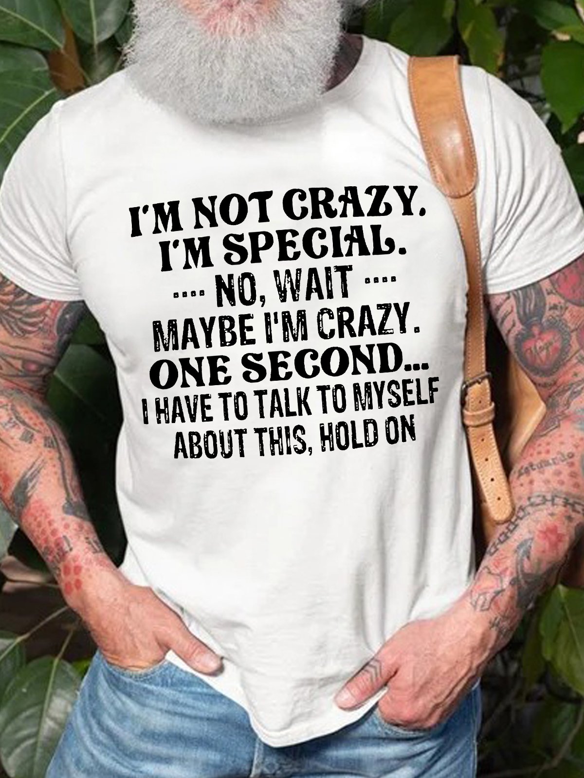 Men's I Am Not Crazy I Am Special No Wait Funny Graphic Print Text Letters Cotton Casual T-Shirt