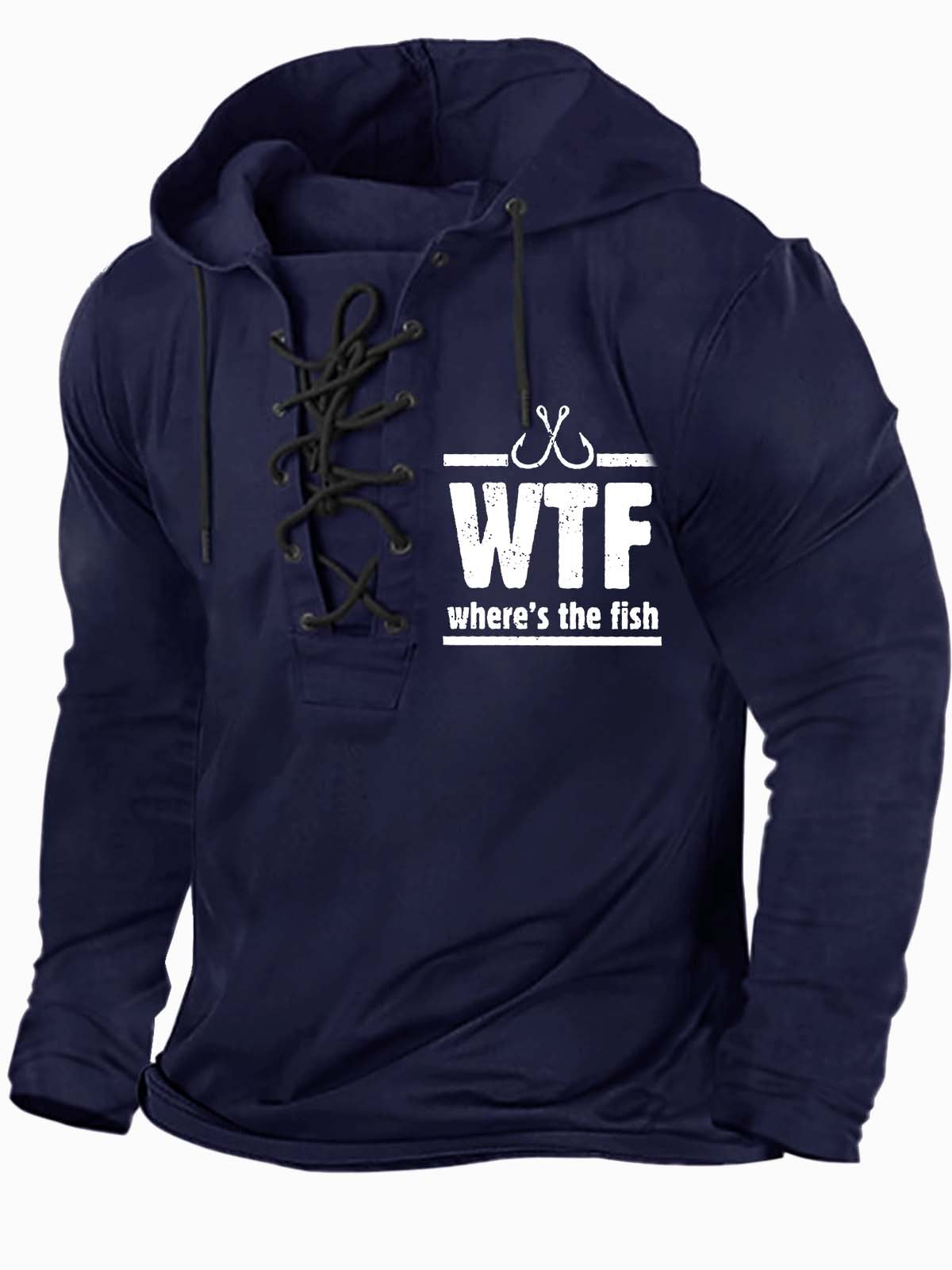 Men Where’s The Fish Text Letters Casual Regular Fit Sweatshirt