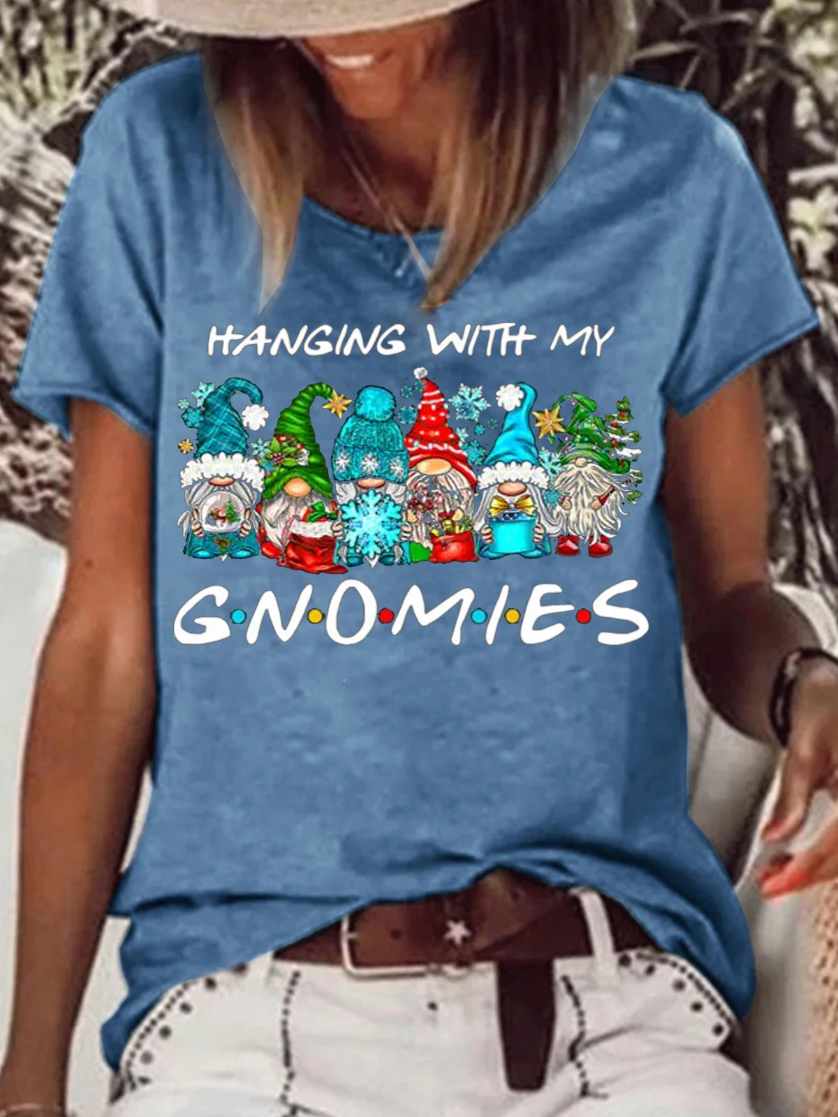 Women's Hanging With My Gnomies Christmas Shirt Gnome Christmas T-Shirt