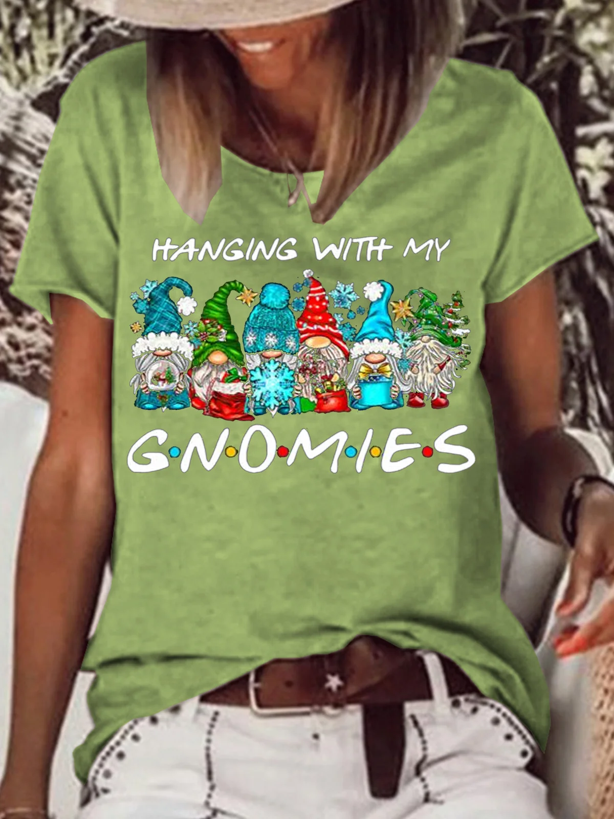 Women's Hanging With My Gnomies Christmas Shirt Gnome Christmas T-Shirt