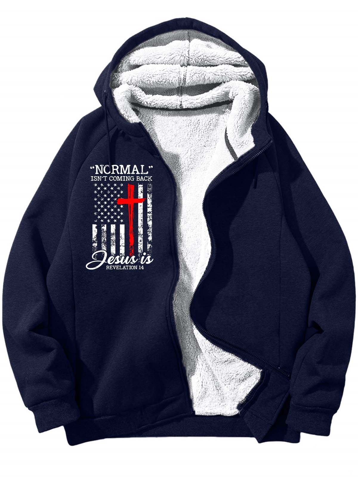 Men’s Normal Isn’t Coming Back Jesus Is Hoodie Loose Text Letters Casual Sweatshirt