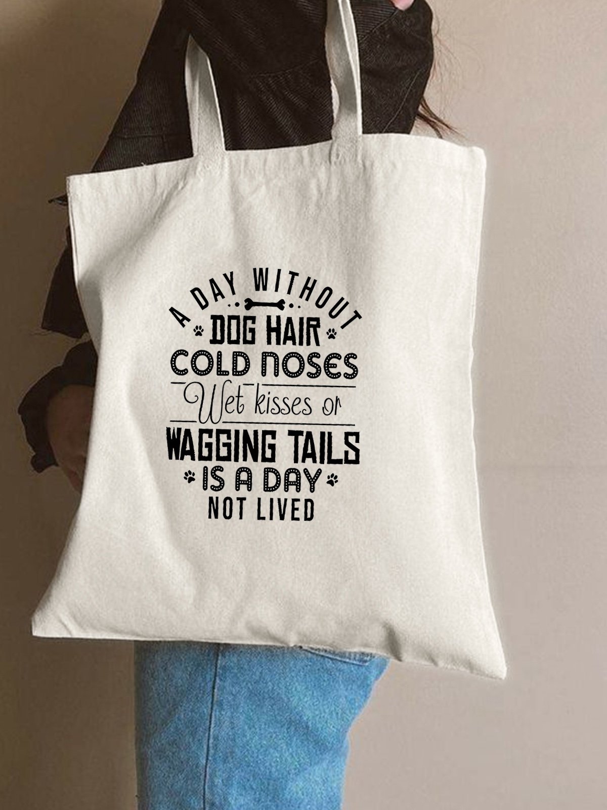 A Dog Without Dog Hair Animal Text Letter Casual Shopping Tote Bag