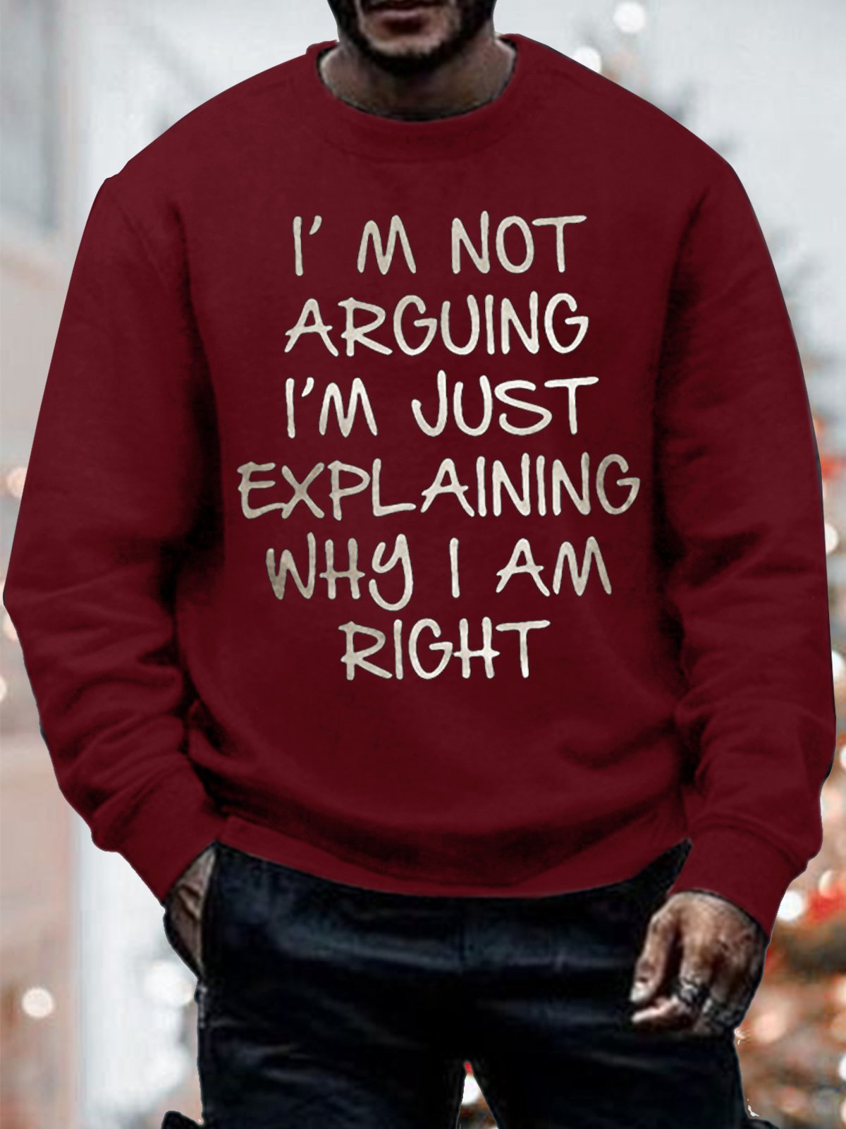 Men's I Am Not Arguing I Am Just Explaining Why I Am Right Funny Graphic Print Text Letters Casual Sweatshirt