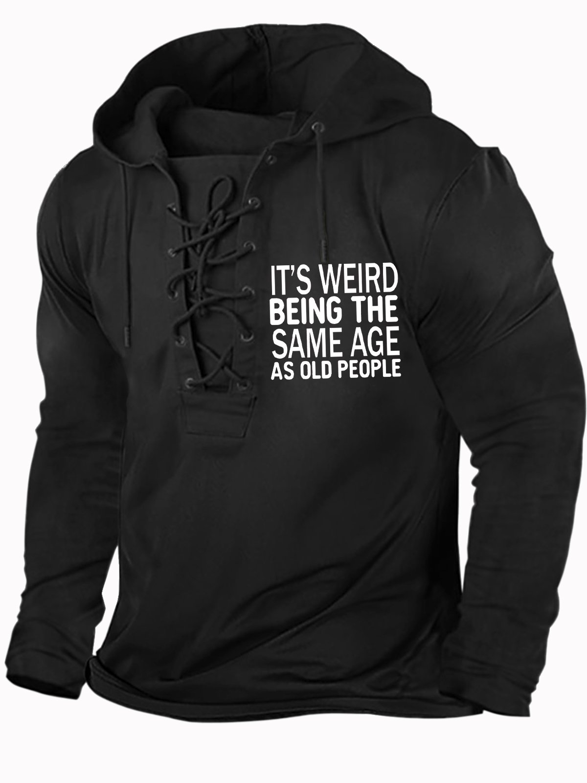 Men's It Is Weird Being The Same Age As Old People Funny Graphic Print Hoodie Regular Fit Text Letters Casual Sweatshirt