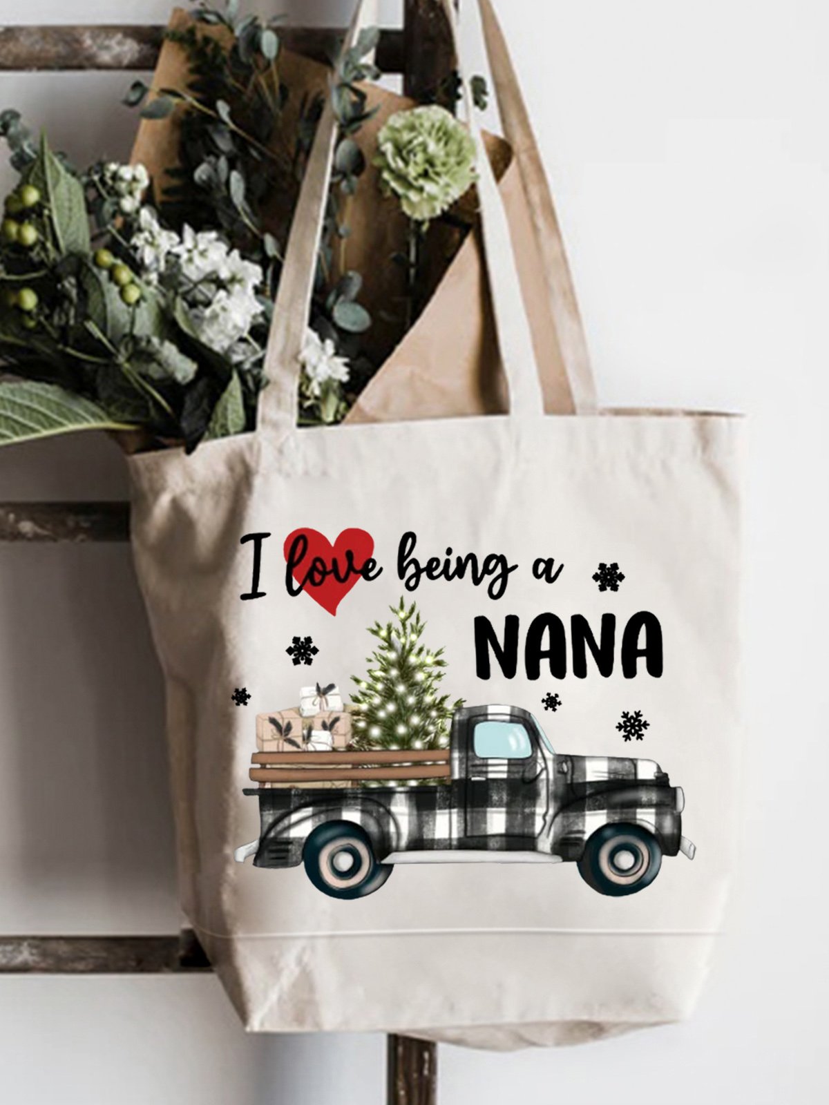 I Love Being A Nana Family Text Letters Casual Shopping Tote Bag