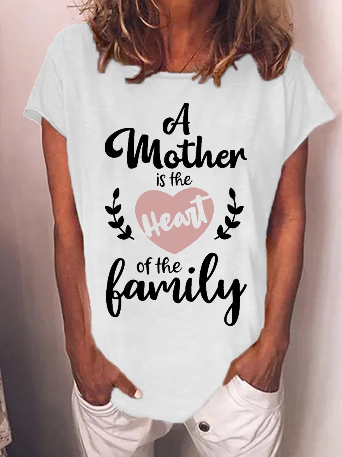 Gift For Mom A Mother Is The Heart Of The Family Womens T-Shirt