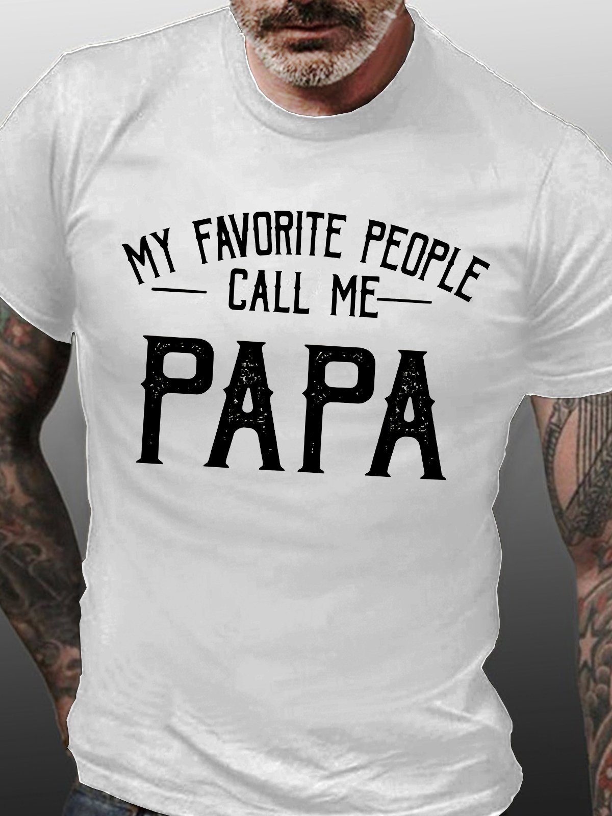 Men's My Favorite People Call Me Papa Funny Graphic Print Cotton Text Letters Casual Crew Neck T-Shirt