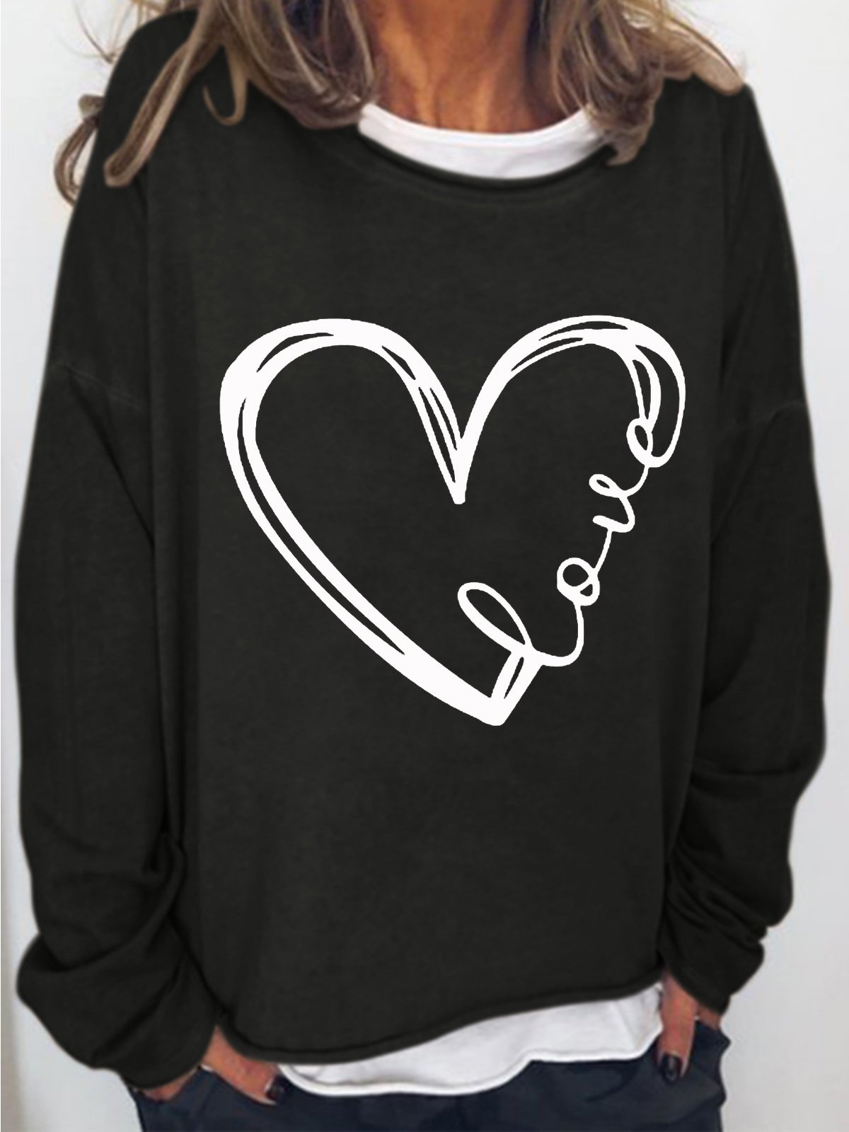 Women's Vintage Valentine Heart Casual Sweatshirt