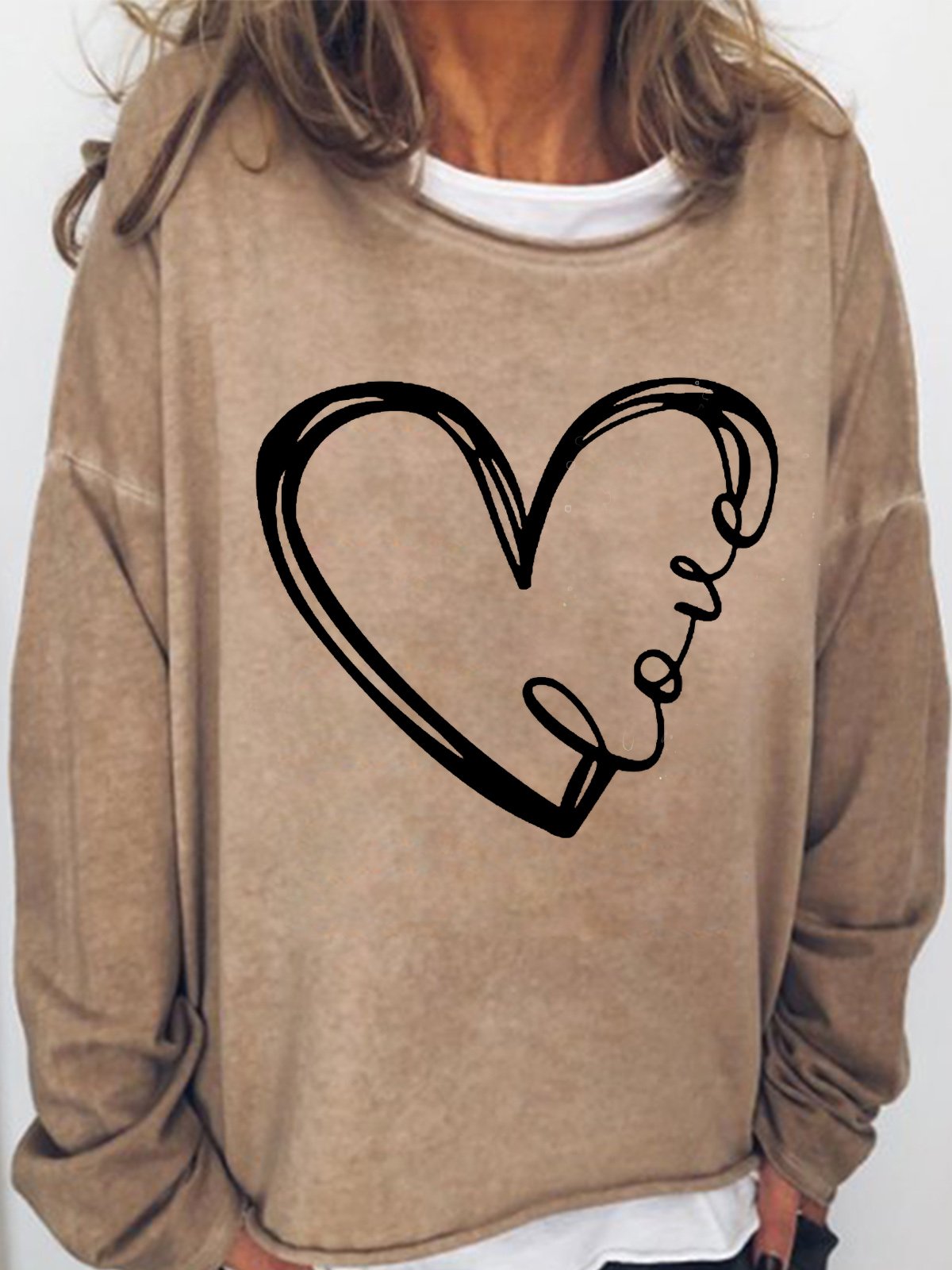 Women's Vintage Valentine Heart Casual Sweatshirt