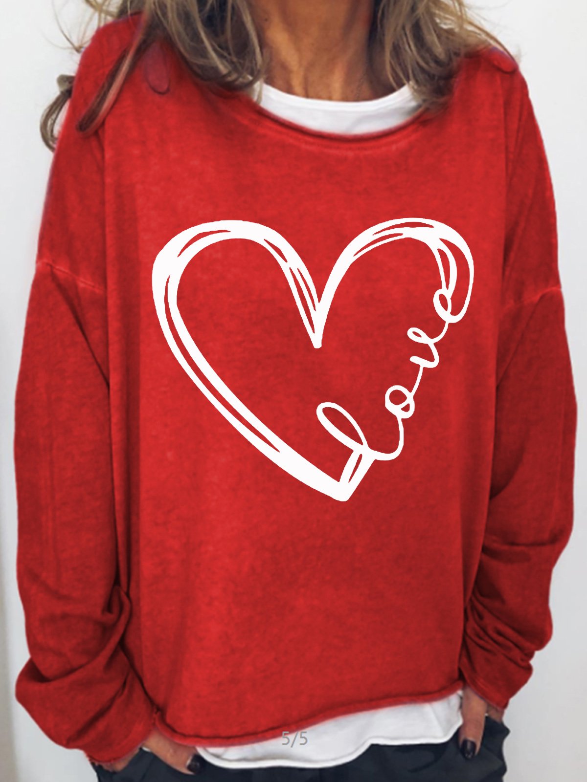 Women's Vintage Valentine Heart Casual Sweatshirt