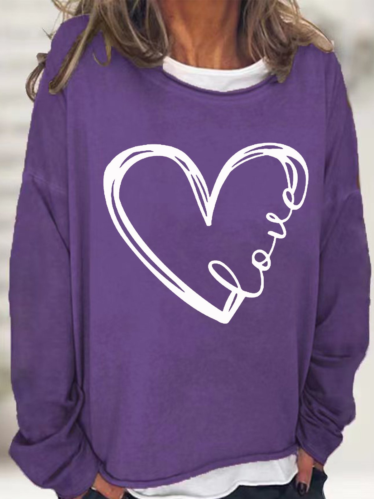 Women's Vintage Valentine Heart Casual Sweatshirt