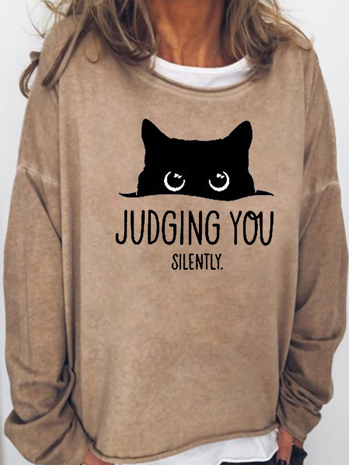 Women's Judging You Print Letters Casual Sweatshirt