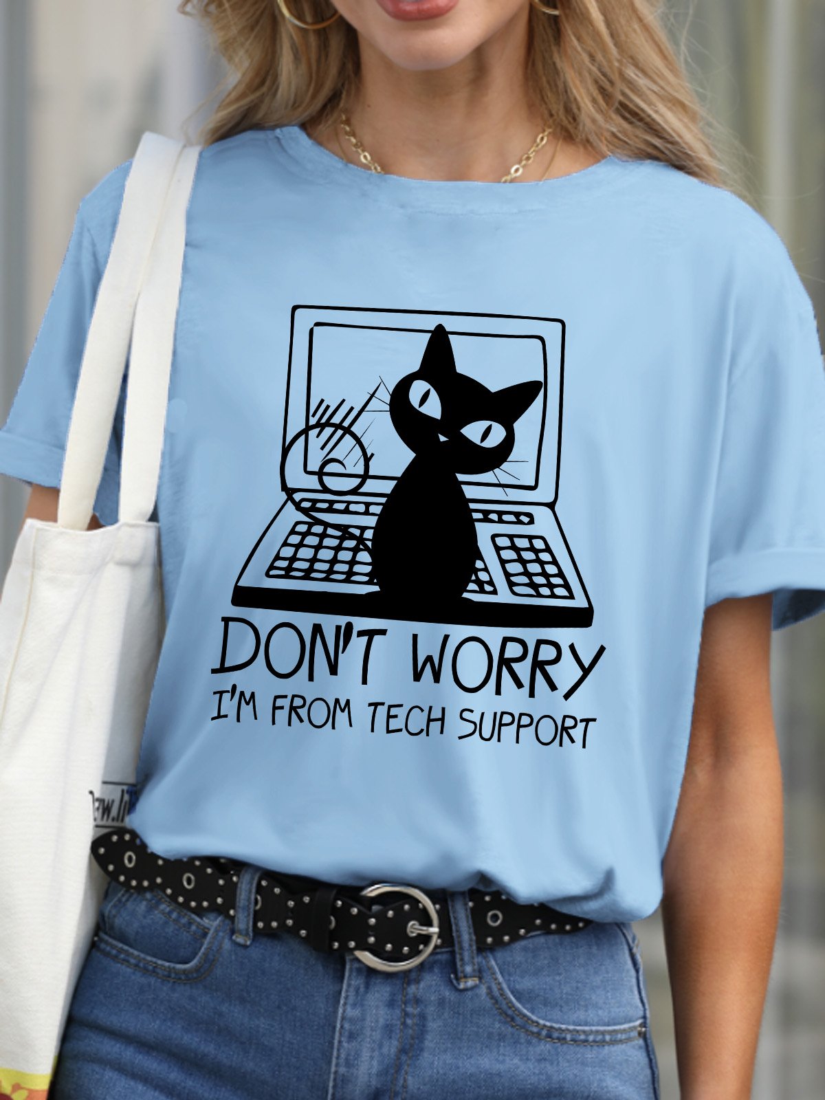 Lilicloth X Manikvskhan Cat Don't Worry I'm From Tech Support Womens T-Shirt