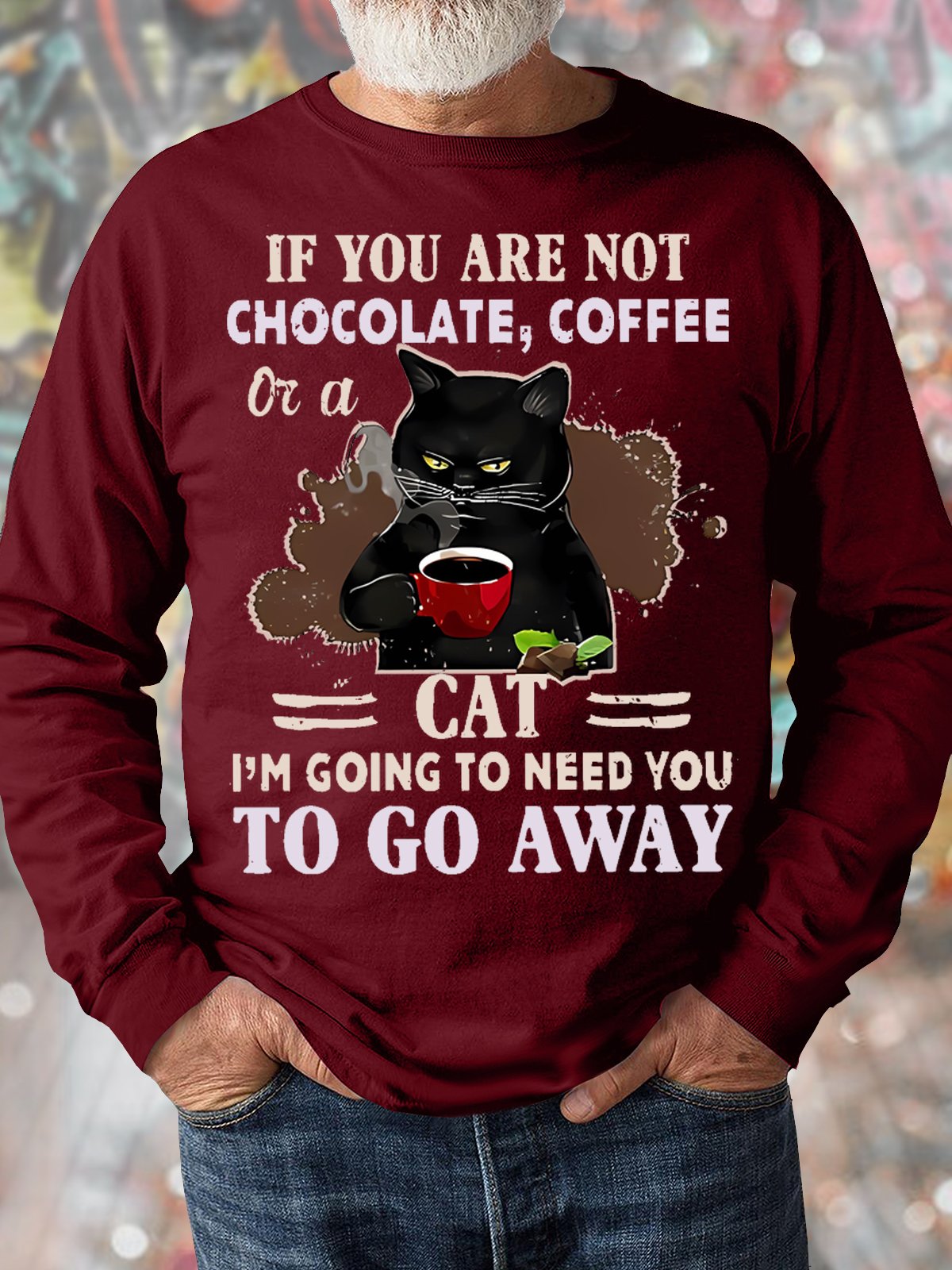 Men's I Am Going To Need You To Go Away Grumpy Cat Funny Graphics Print Casual Loose Text Letters Sweatshirt