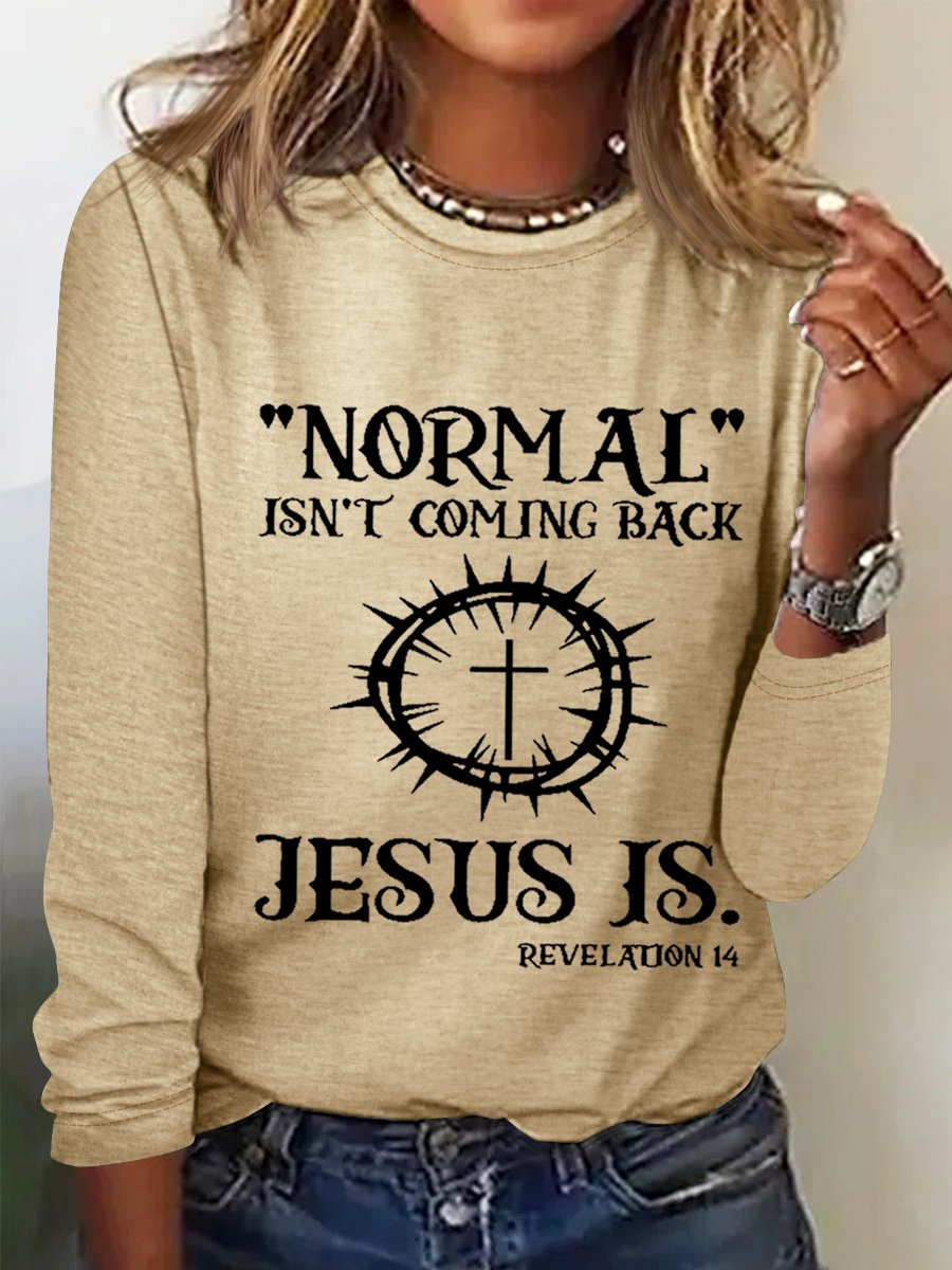 Women Jesus Has My Back, Normal Isn't Coming Back Jesus Is Simple Regular Fit Cotton-Blend Top