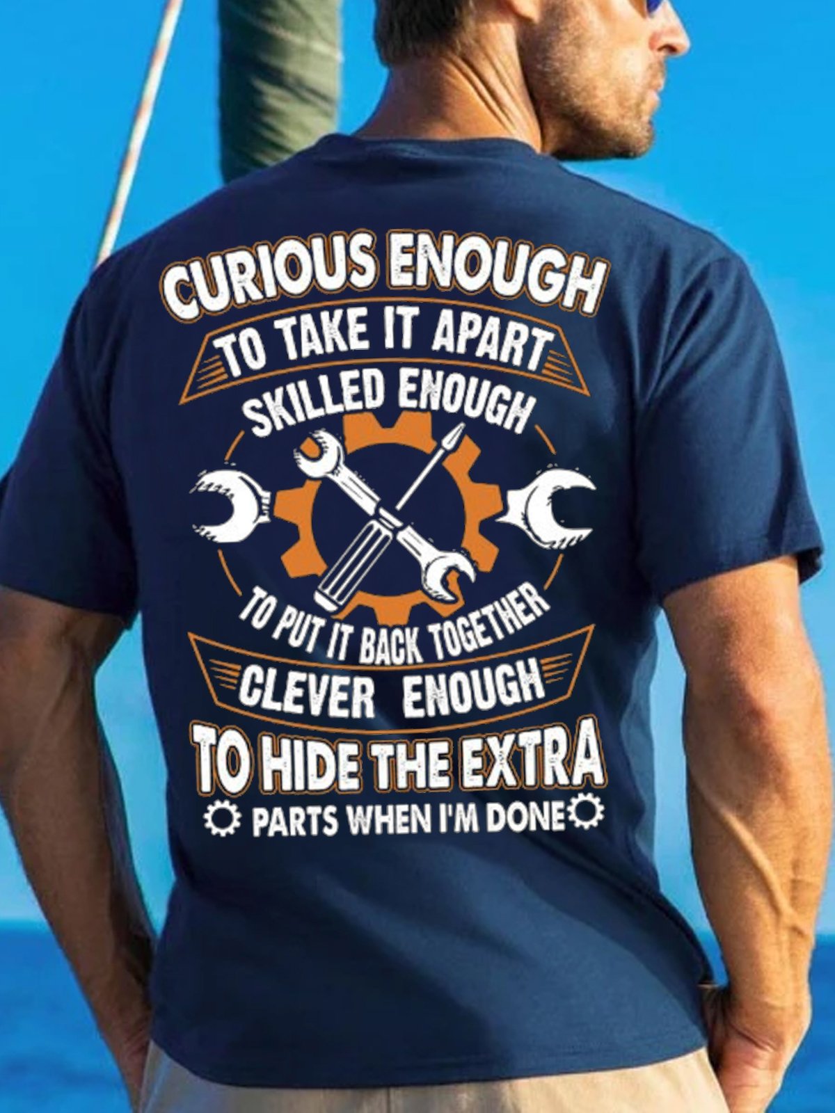 Men's Curious Enough To Take It Apart Skilled Enough To Put It Back Together Funny Graphic Print Cotton Text Letters Casual T-Shirt