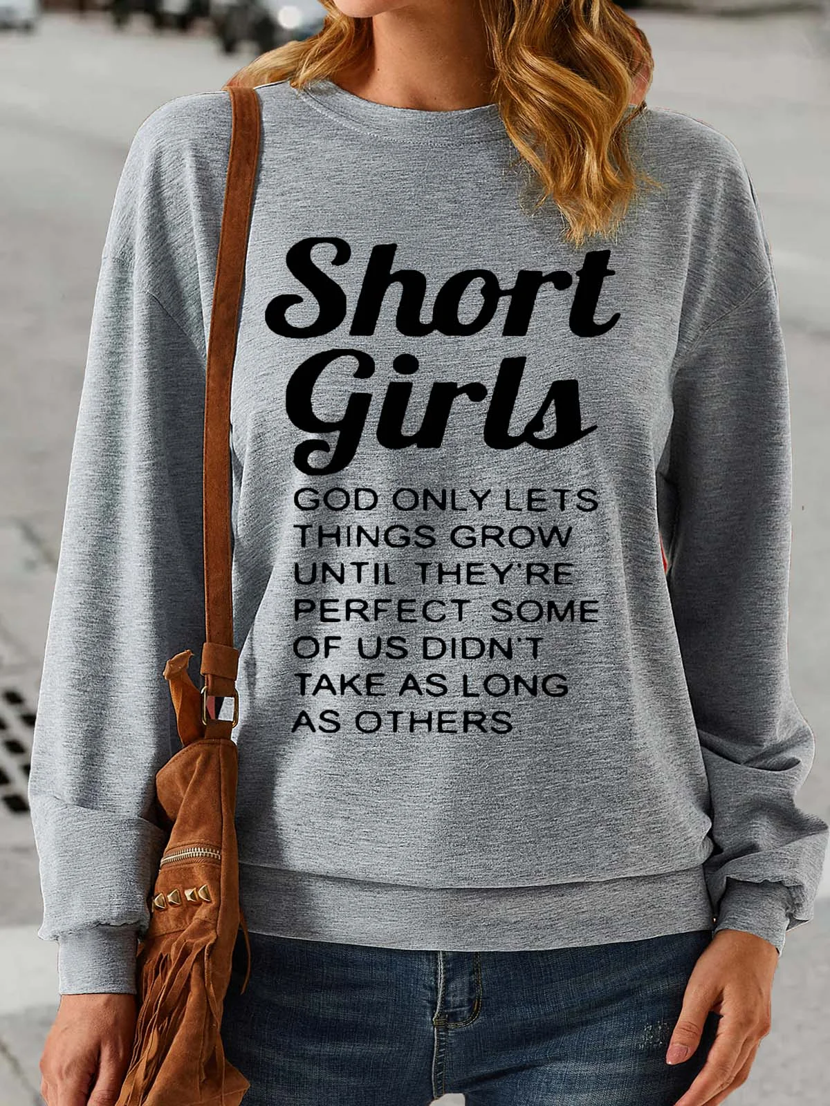 Women's Shorts Girls Print Casual Crew Neck Sweatshirt