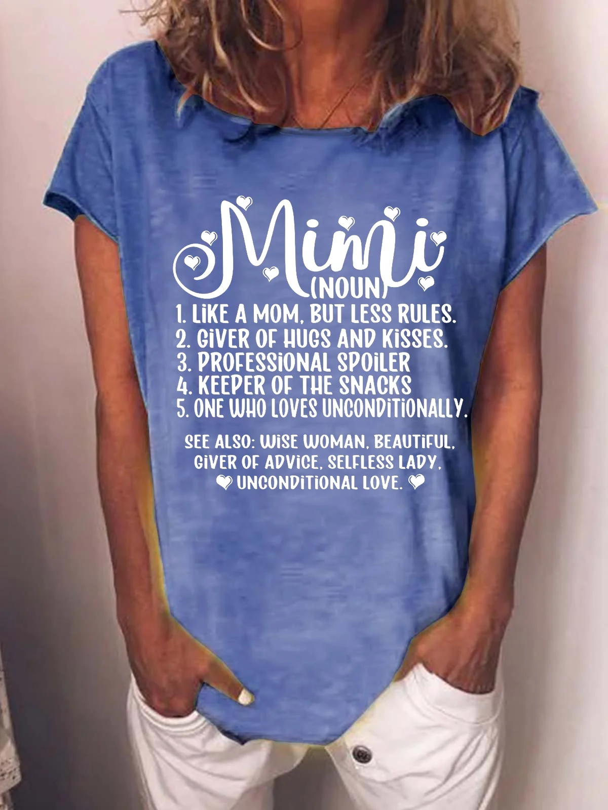 Women's Mimi Grandma Casual Crew Neck Heart T-Shirt