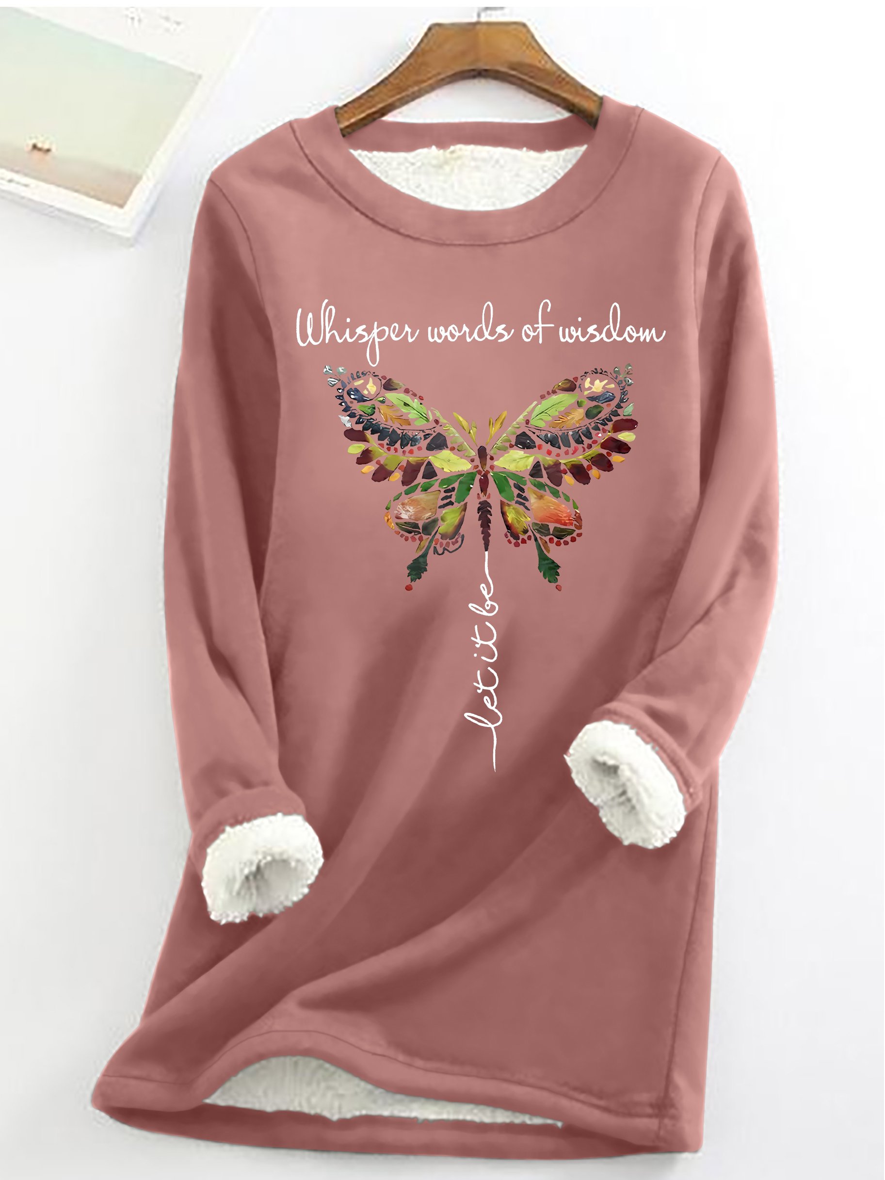 Women's Butterfly Printed Graphic Simple Crew Neck Sweatshirt