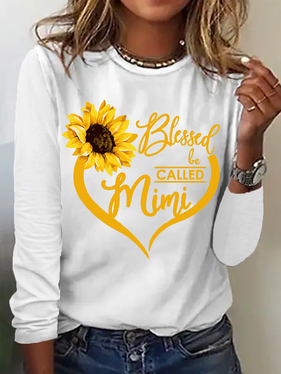 Women's Blessed To Be Called Mimi regular Fit Simple Crew Neck Top