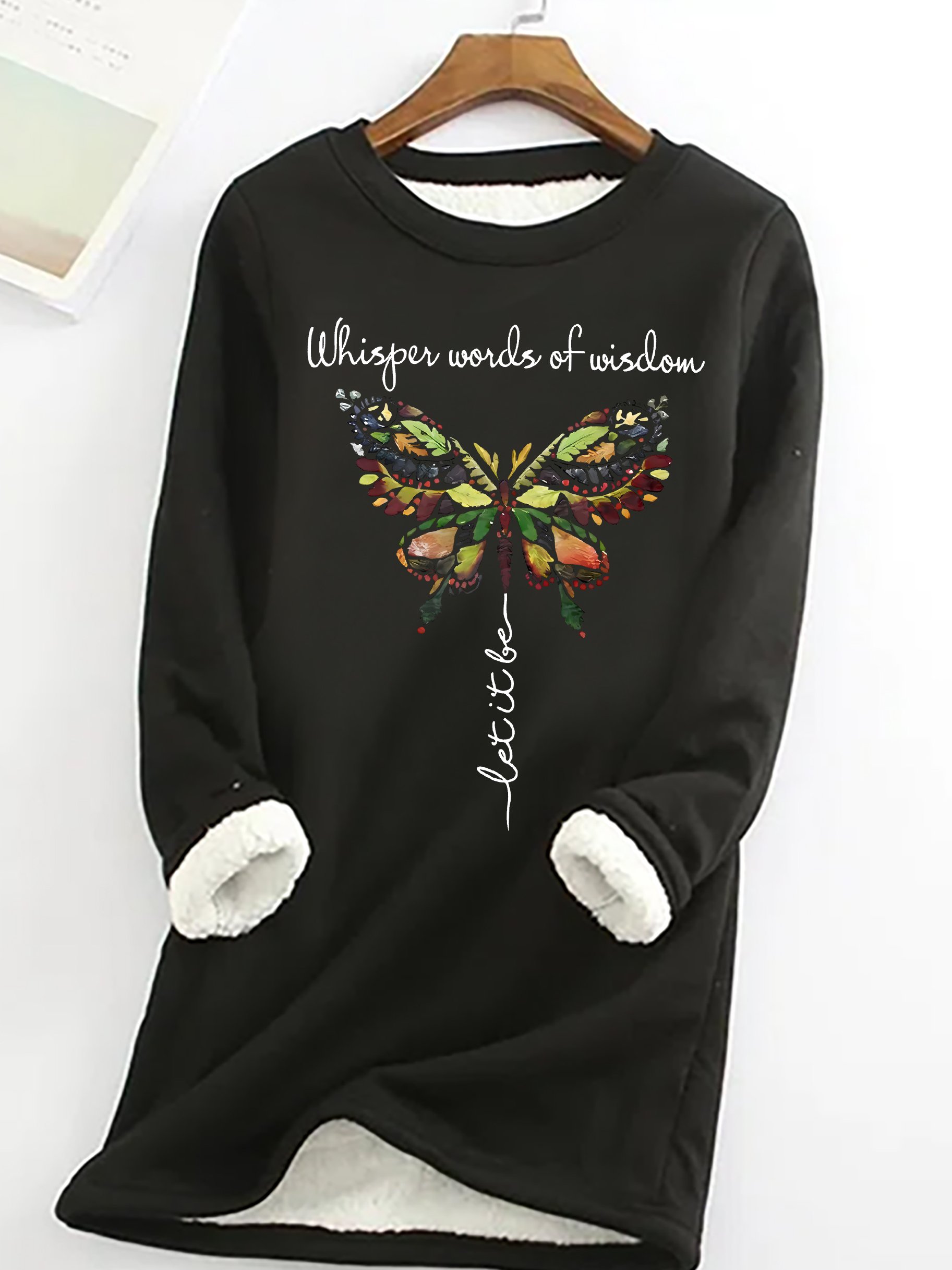 Women's Butterfly Printed Graphic Simple Crew Neck Sweatshirt